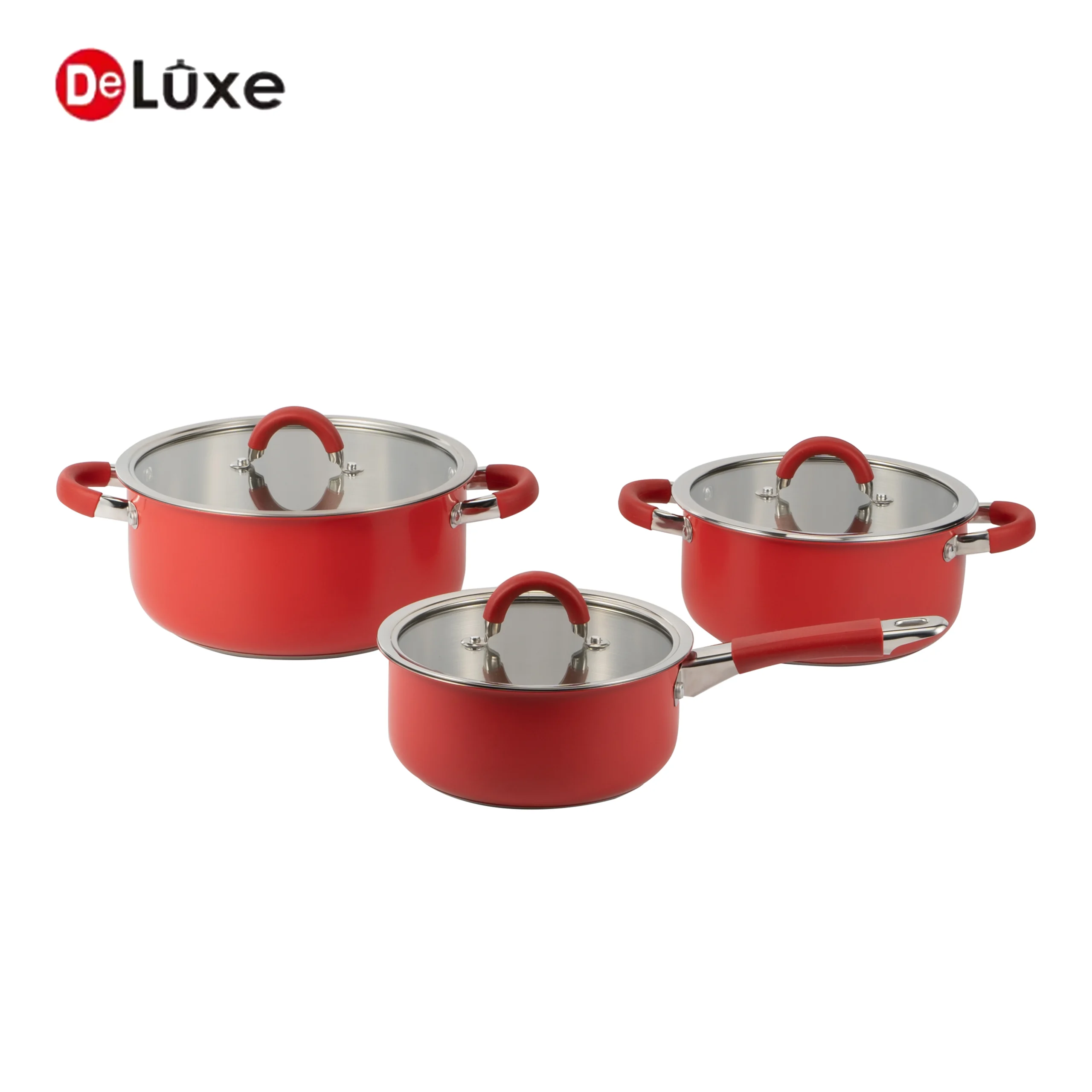 Deluxe rose stainless steel cookware set with lids