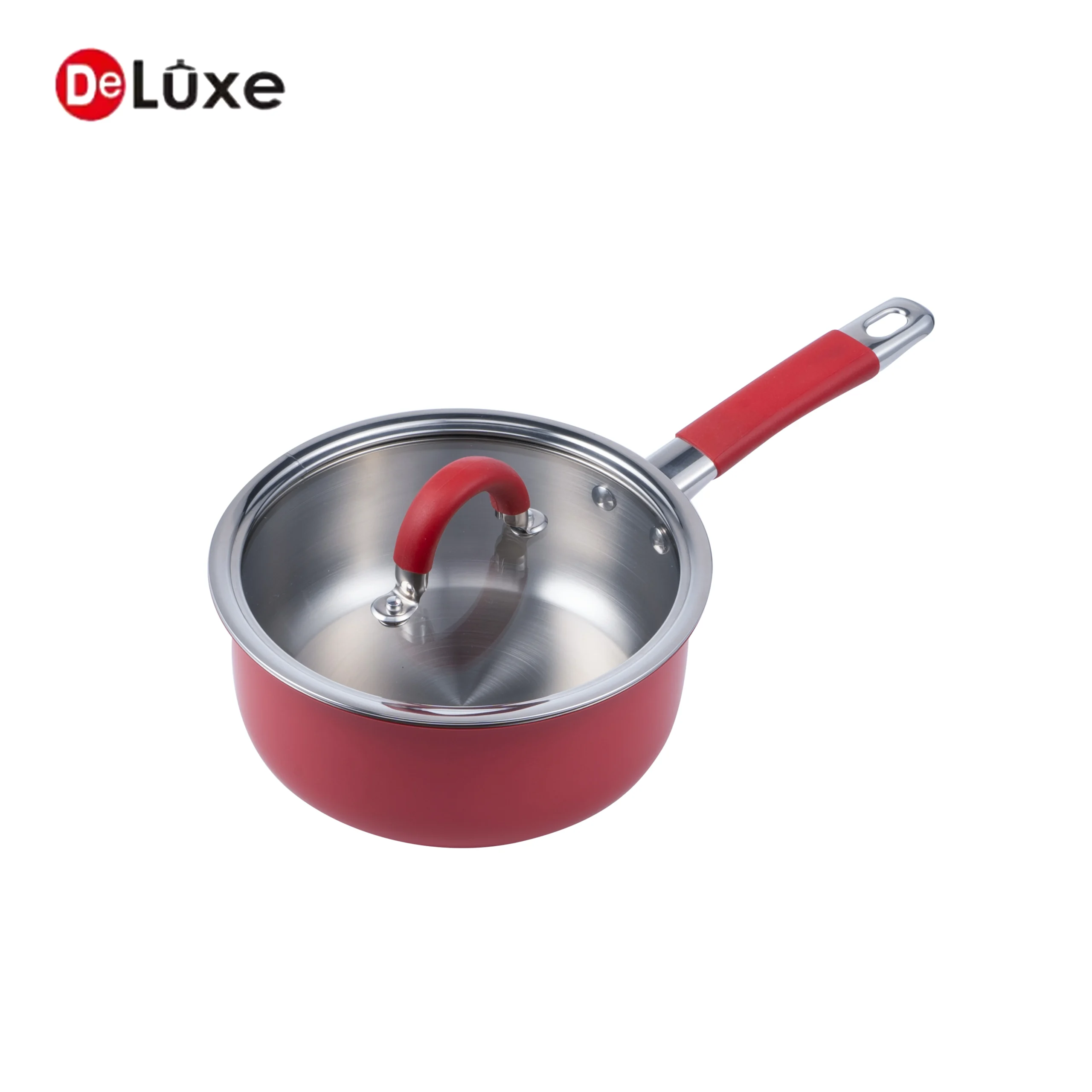 Deluxe rose stainless steel saucepan with lid