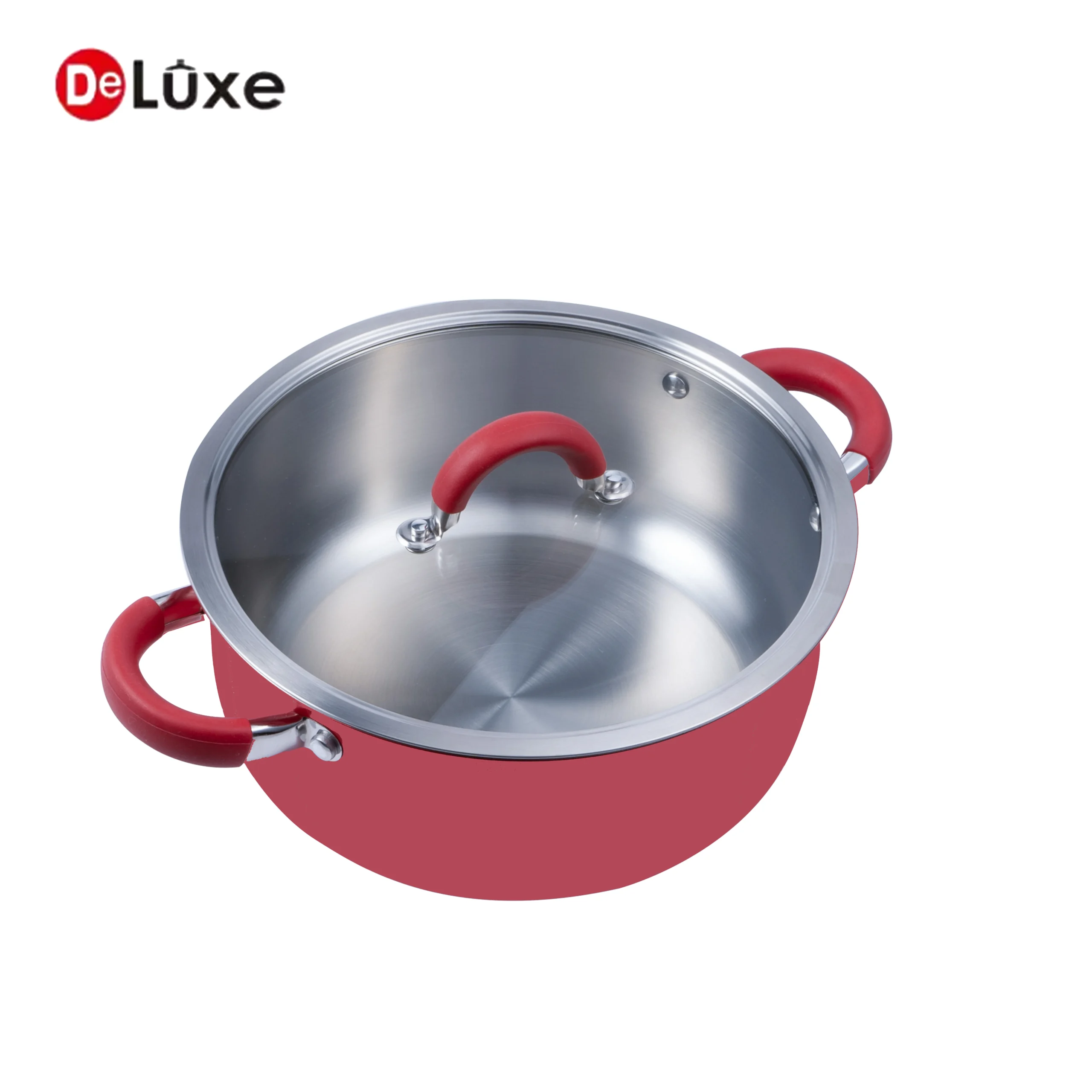 Deluxe rose stainless steel stock pot with lid