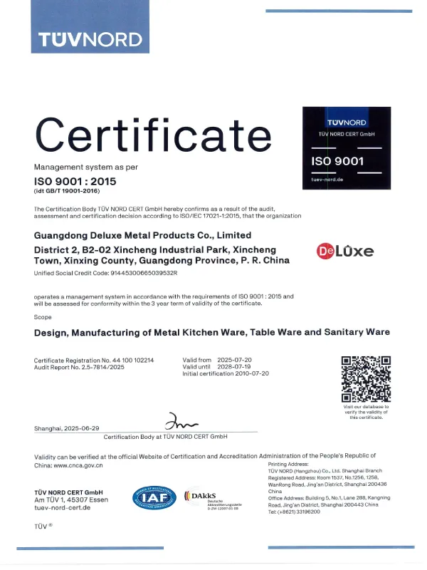 ISO 9001 Quality Management System Certificate