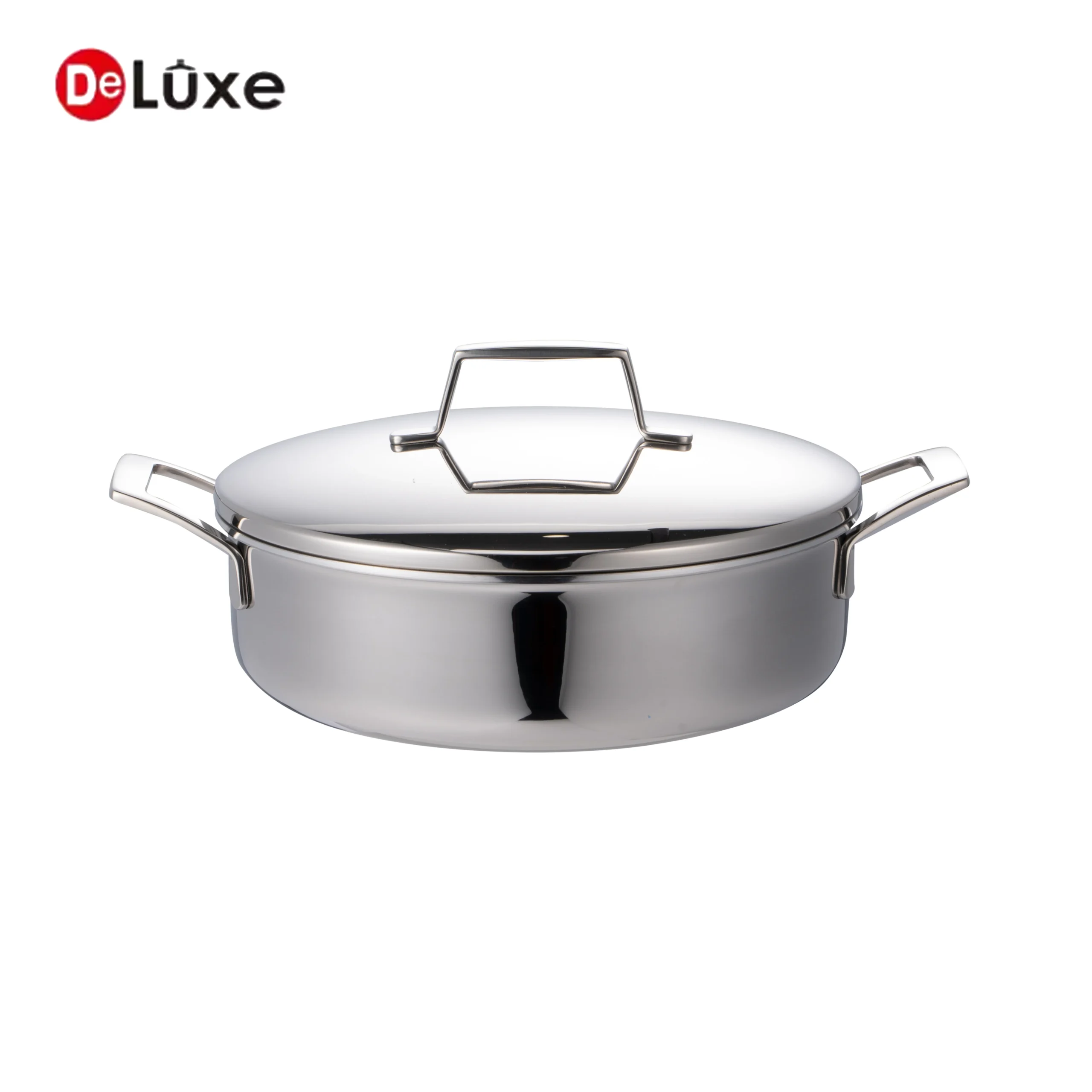 Deluxe stainless steel stock pot front view for OEM cookware manufacturing