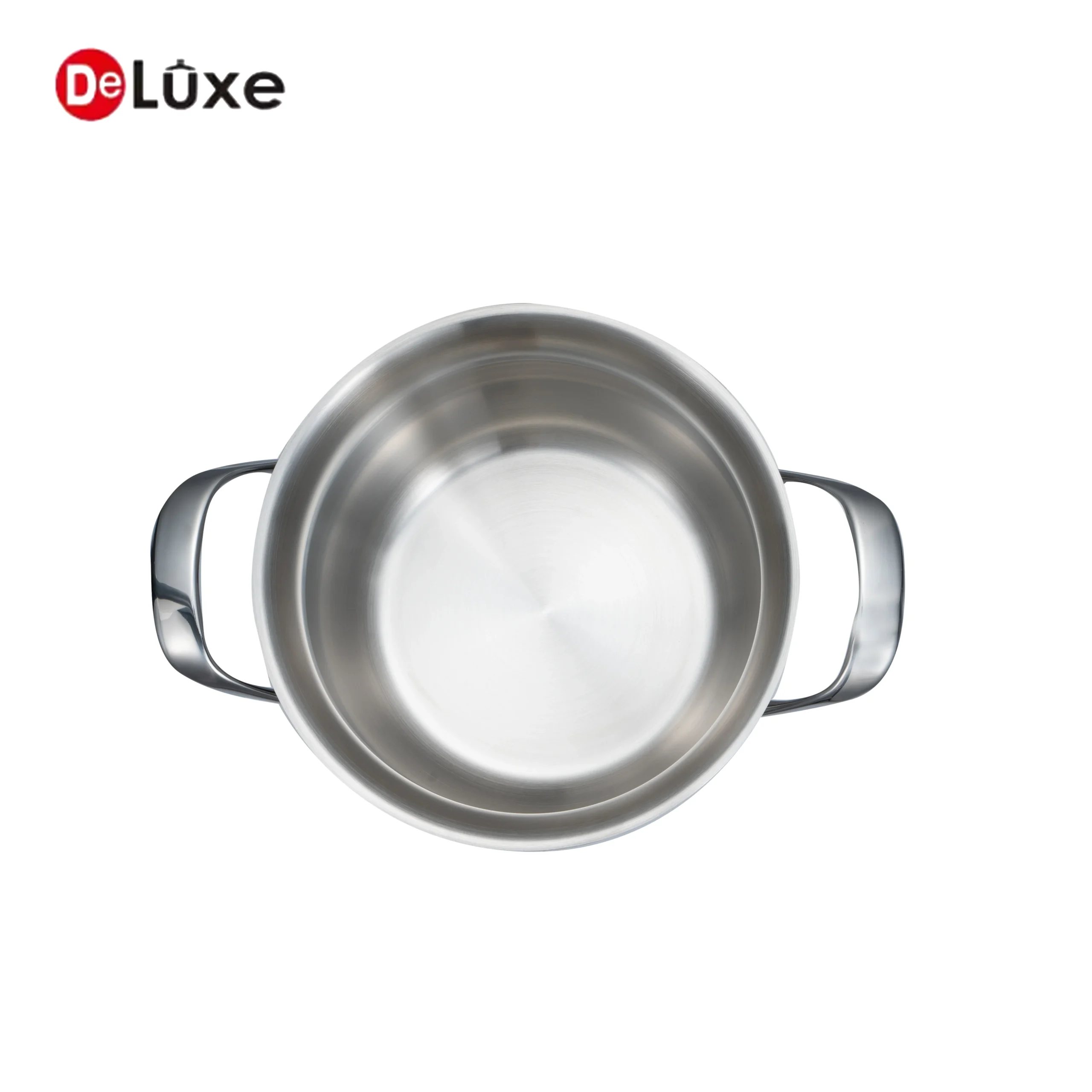 Empty belly shape stainless steel stock pot with double solid silver cast steel handles, polished interior