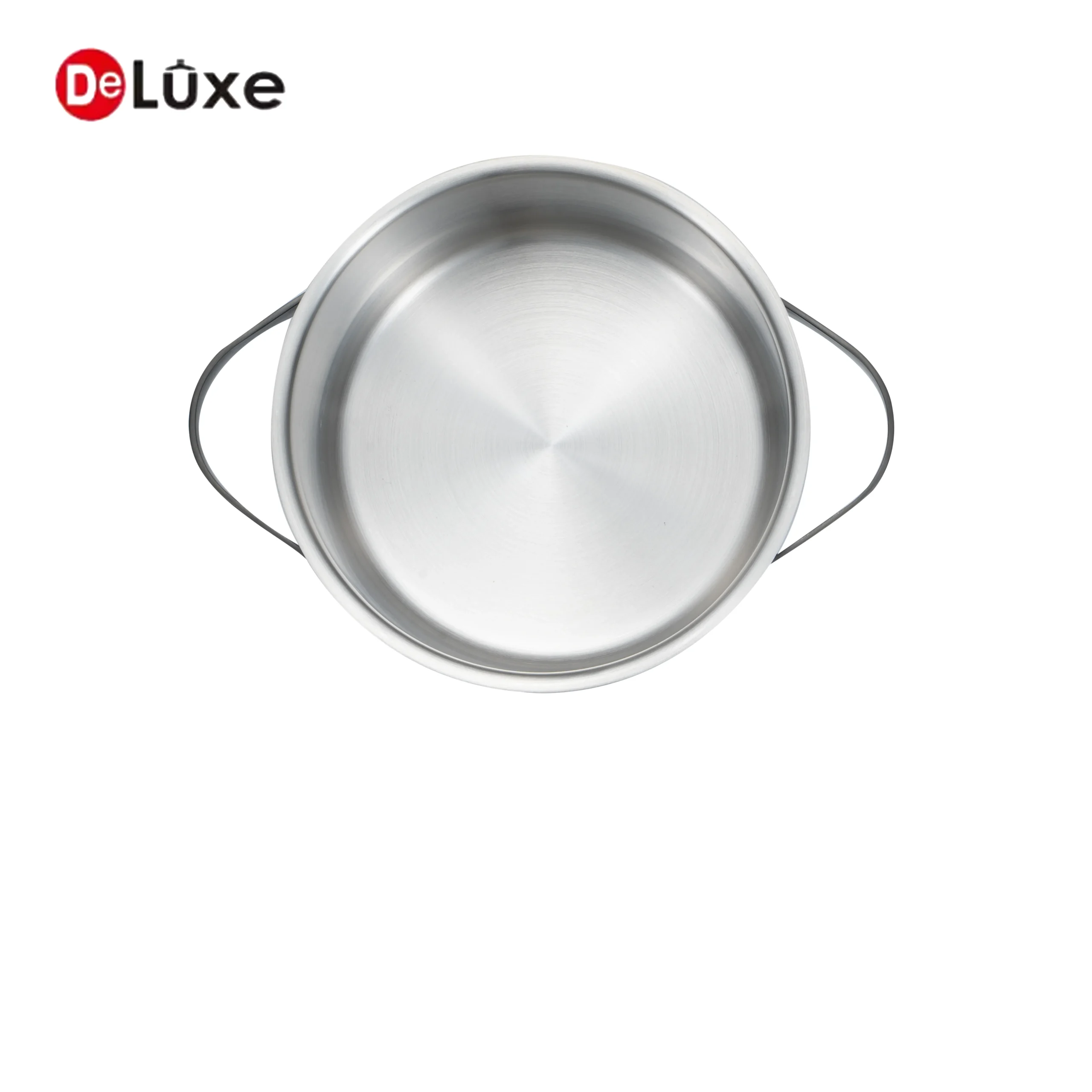 Empty full black PVD exterior straight stockpot with double black PVD coated handles, polished silver stainless interior