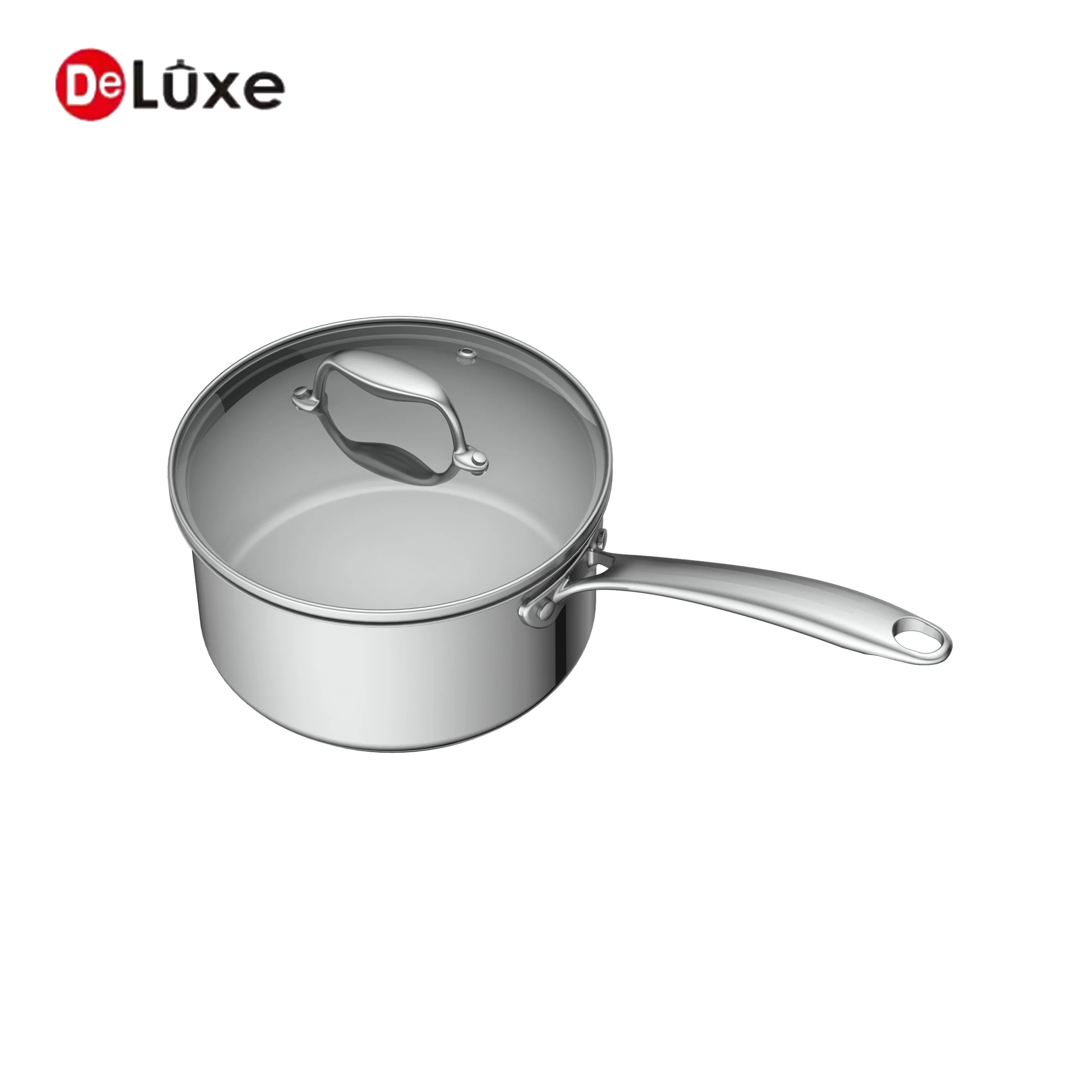 Deluxe 2-Piece Stainless Steel Saucepan with Tempered Glass Lid