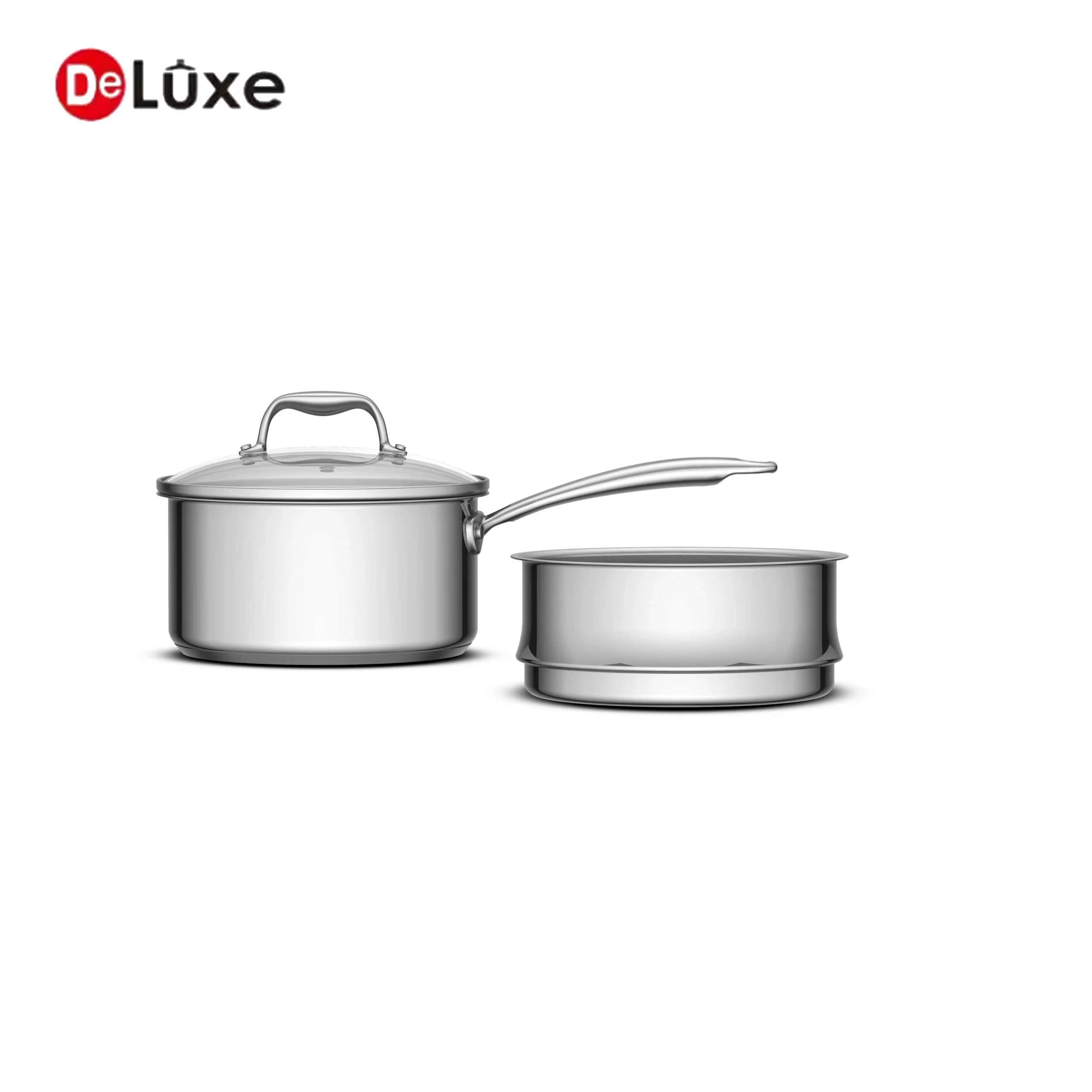 Deluxe 2-Piece Stainless Steel Saucepan & Steamer Basket Cookware Set