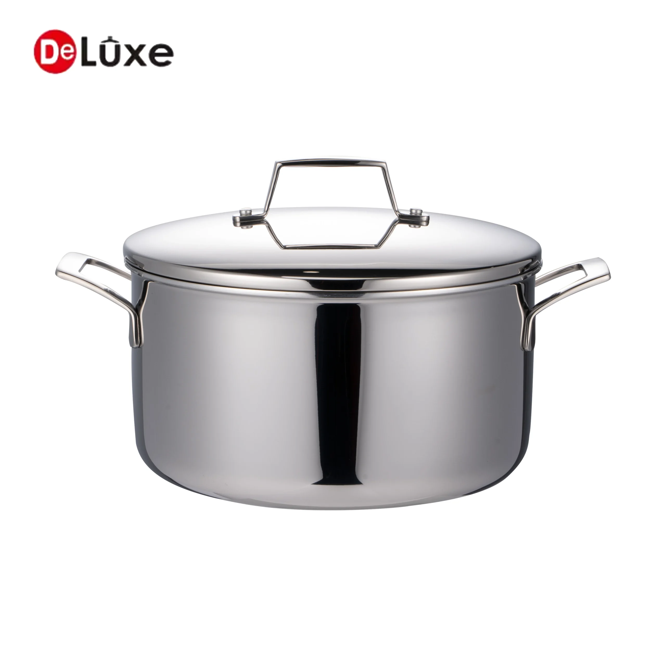 Deluxe 3-layer 304 stainless steel stock pot with one-piece stainless steel lid, gas and induction available, custom logo, size and package