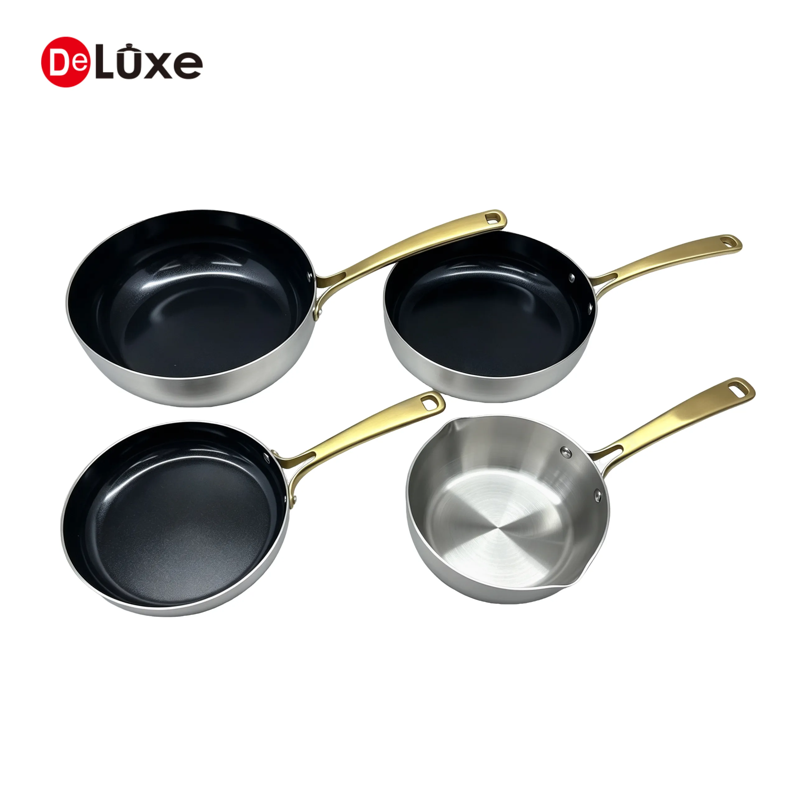 Deluxe 4-piece 3-ply stainless steel cookware set wholesale