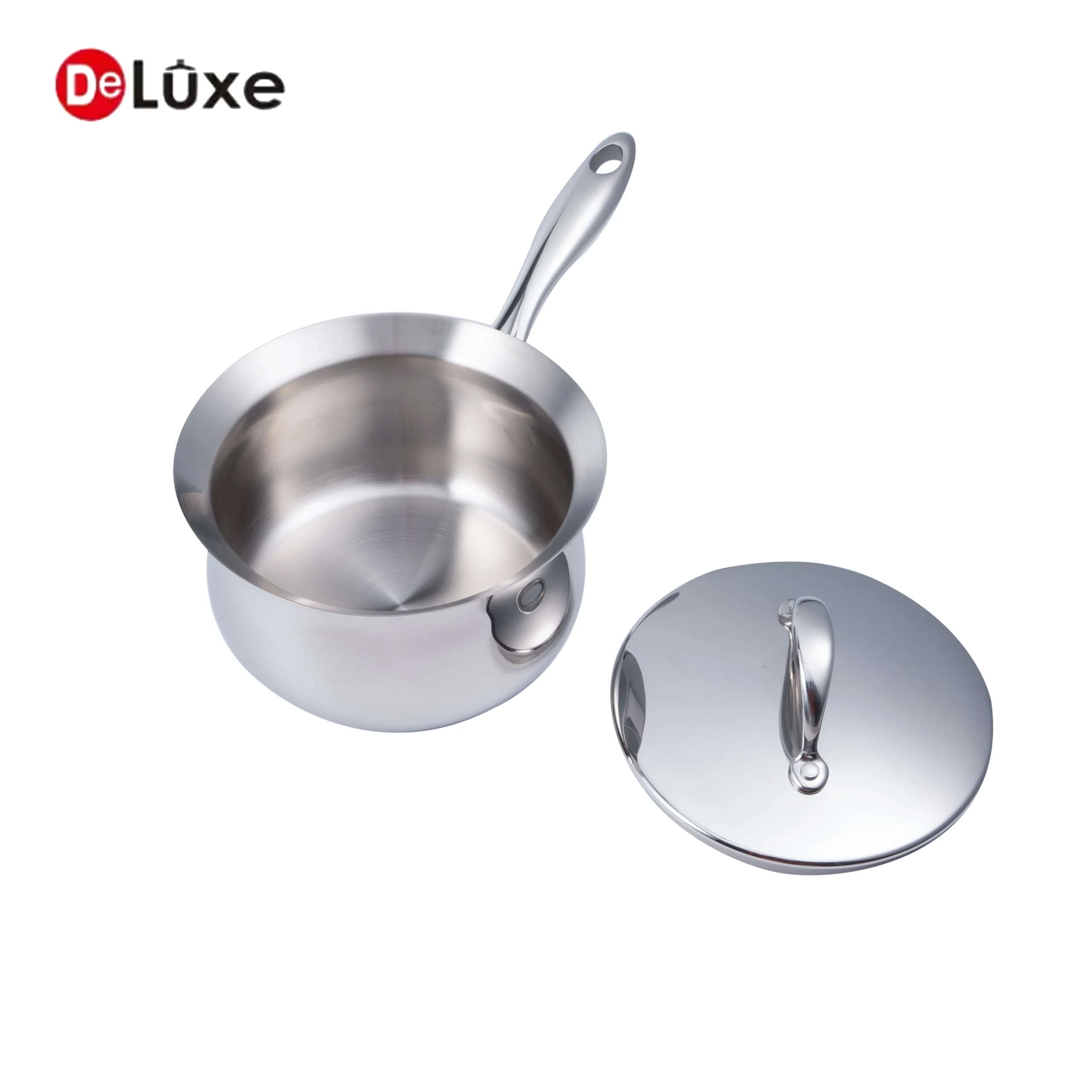 Deluxe belly shape stainless steel saucepan with stainless steel lid, suitable for sauce cooking and milk heating