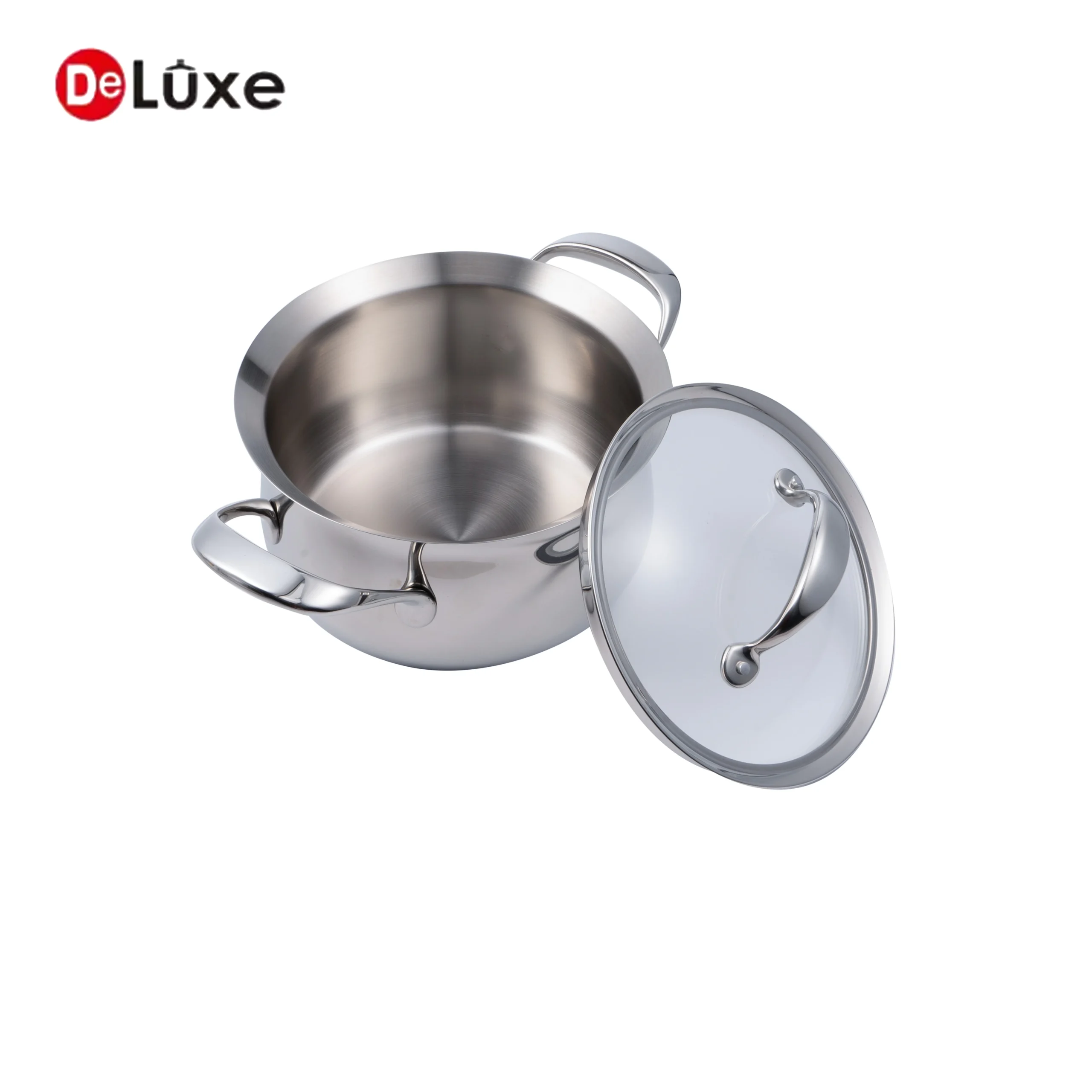 Belly shaped deep stainless stockpot with separated matching stainless steel lid
