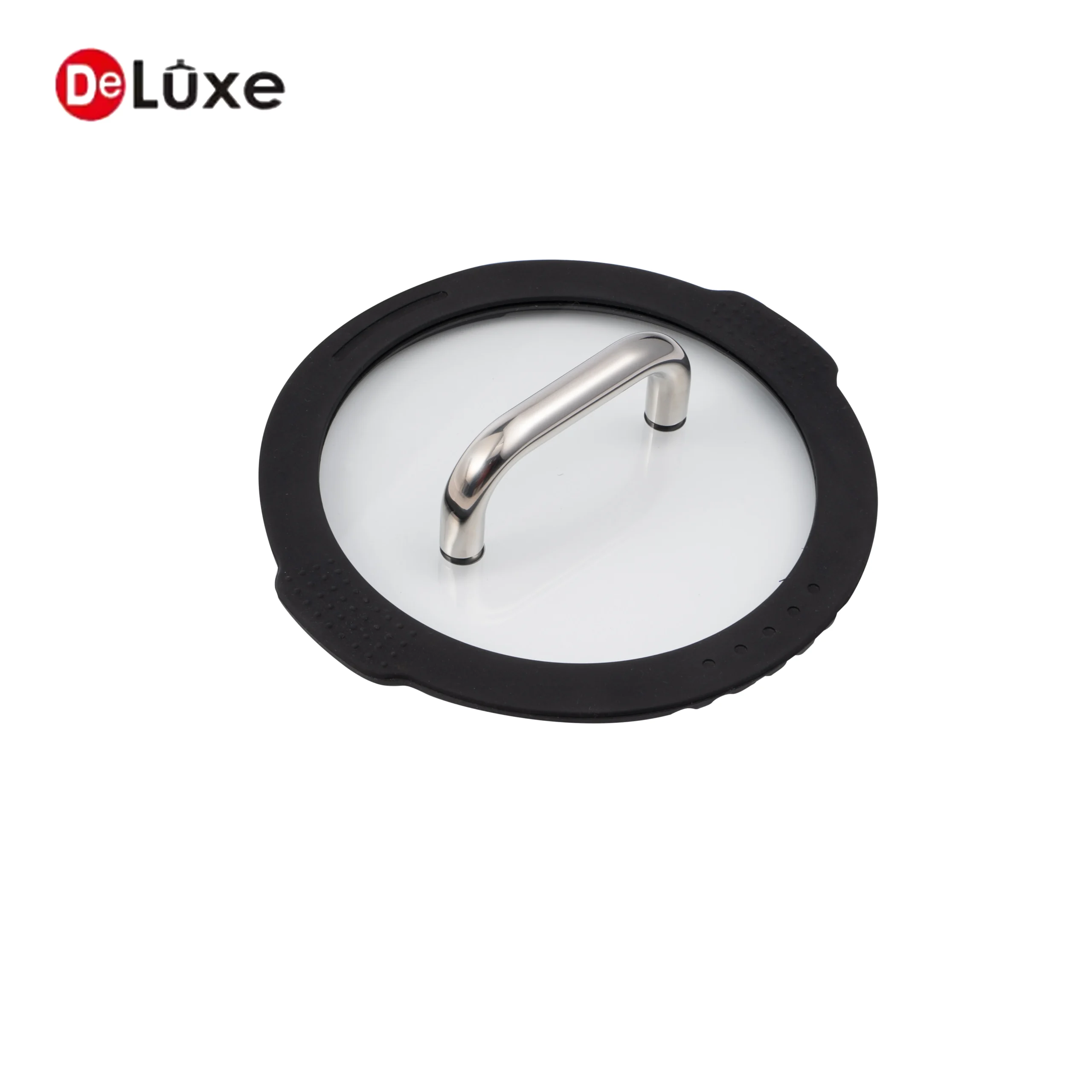 Deluxe black silicone glass lid for SS304 stainless steel cookware set