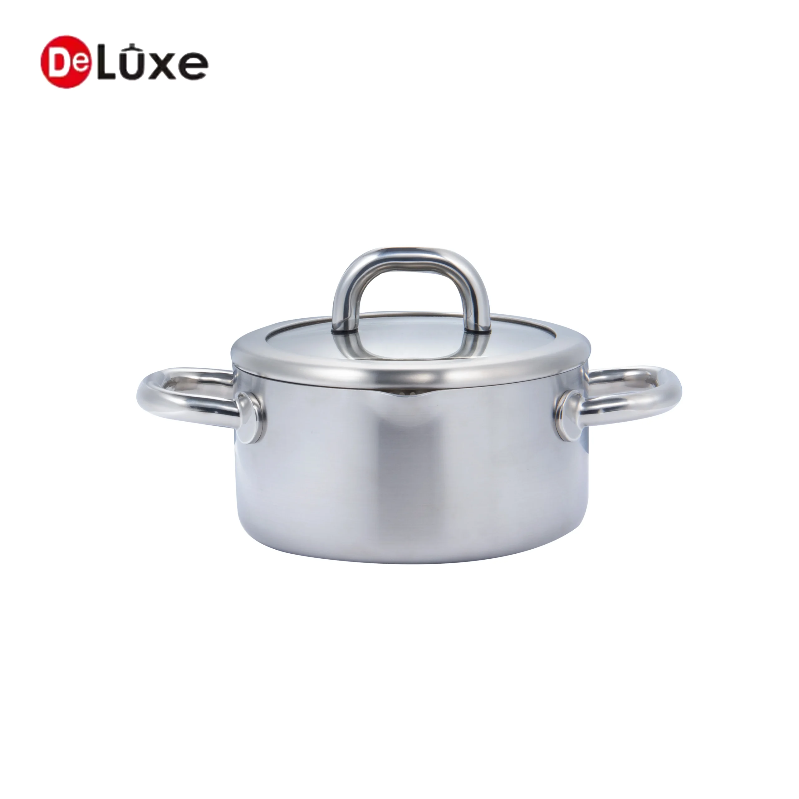Deluxe camilla stainless steel casserole pot with glass lid and durable double handles
