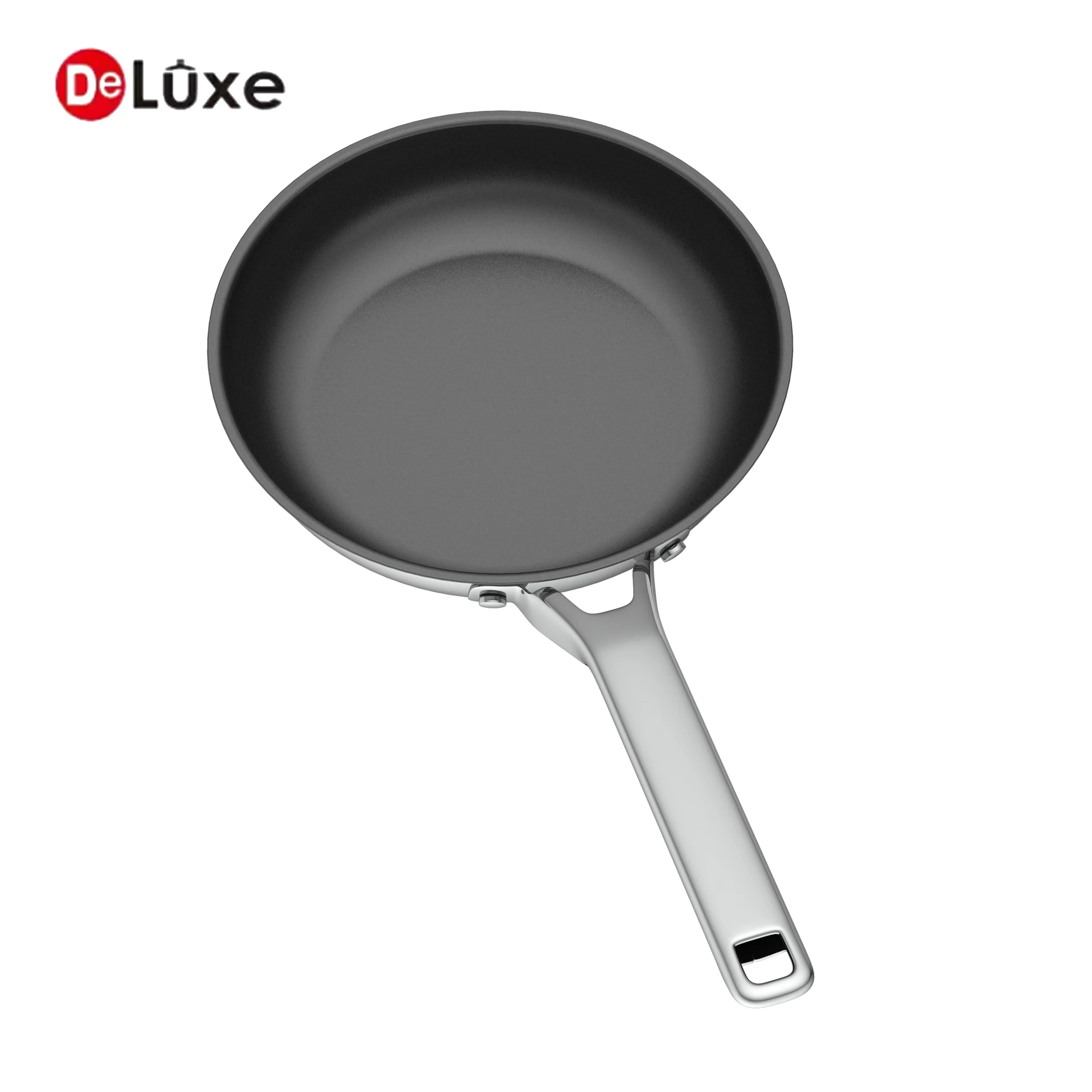Deluxe black ceramic non-stick fry pan top front view for home cooking
