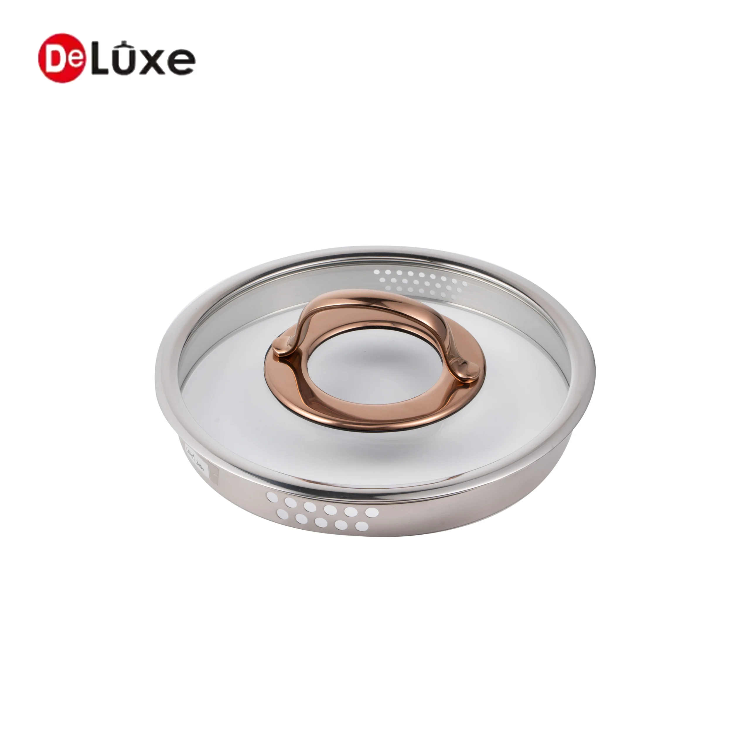 Combination glass lid with rose gold handle knob for stainless steel cooking pots