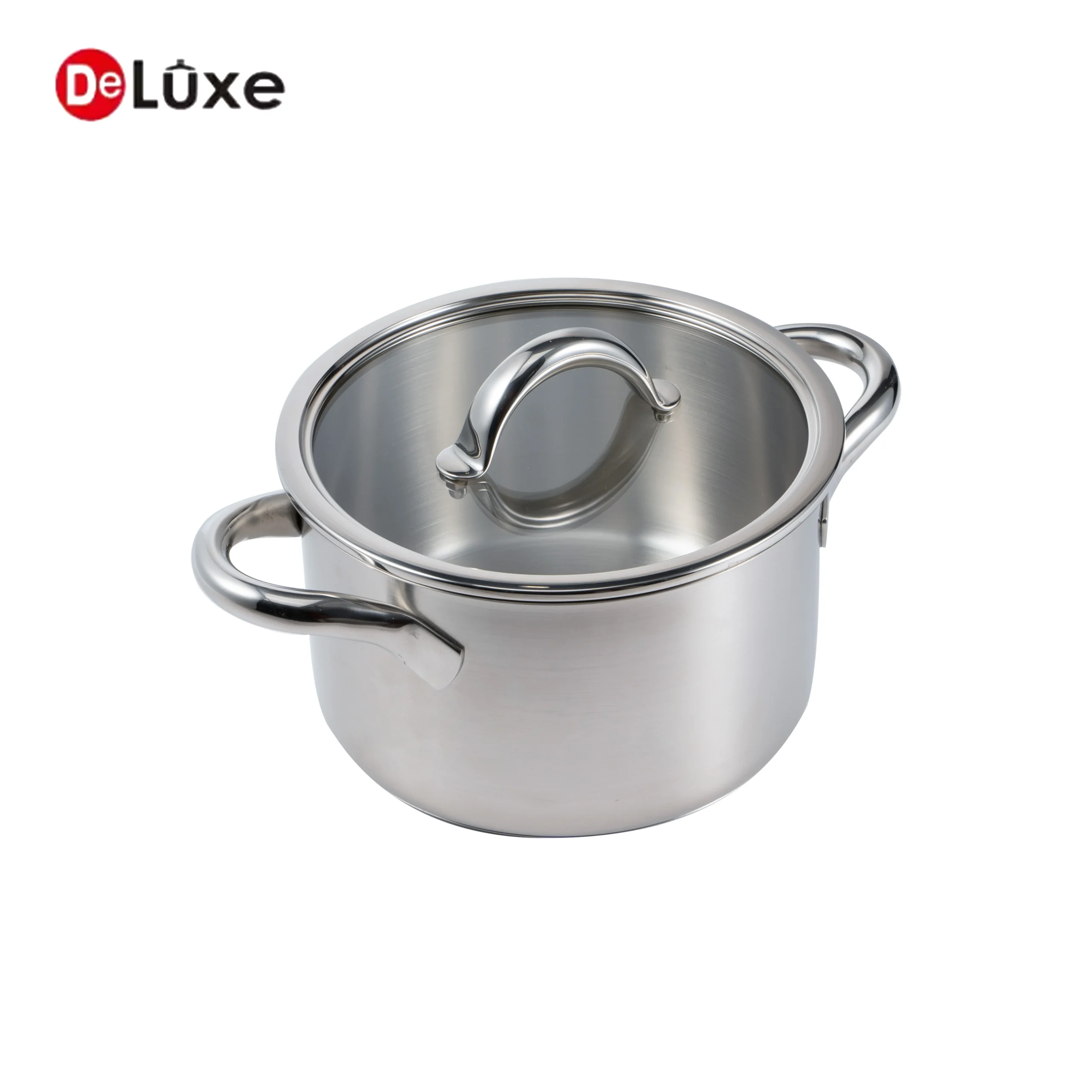 Deluxe silver stainless steel stockpot, durable cooking pot for soup stew induction & gas stove
