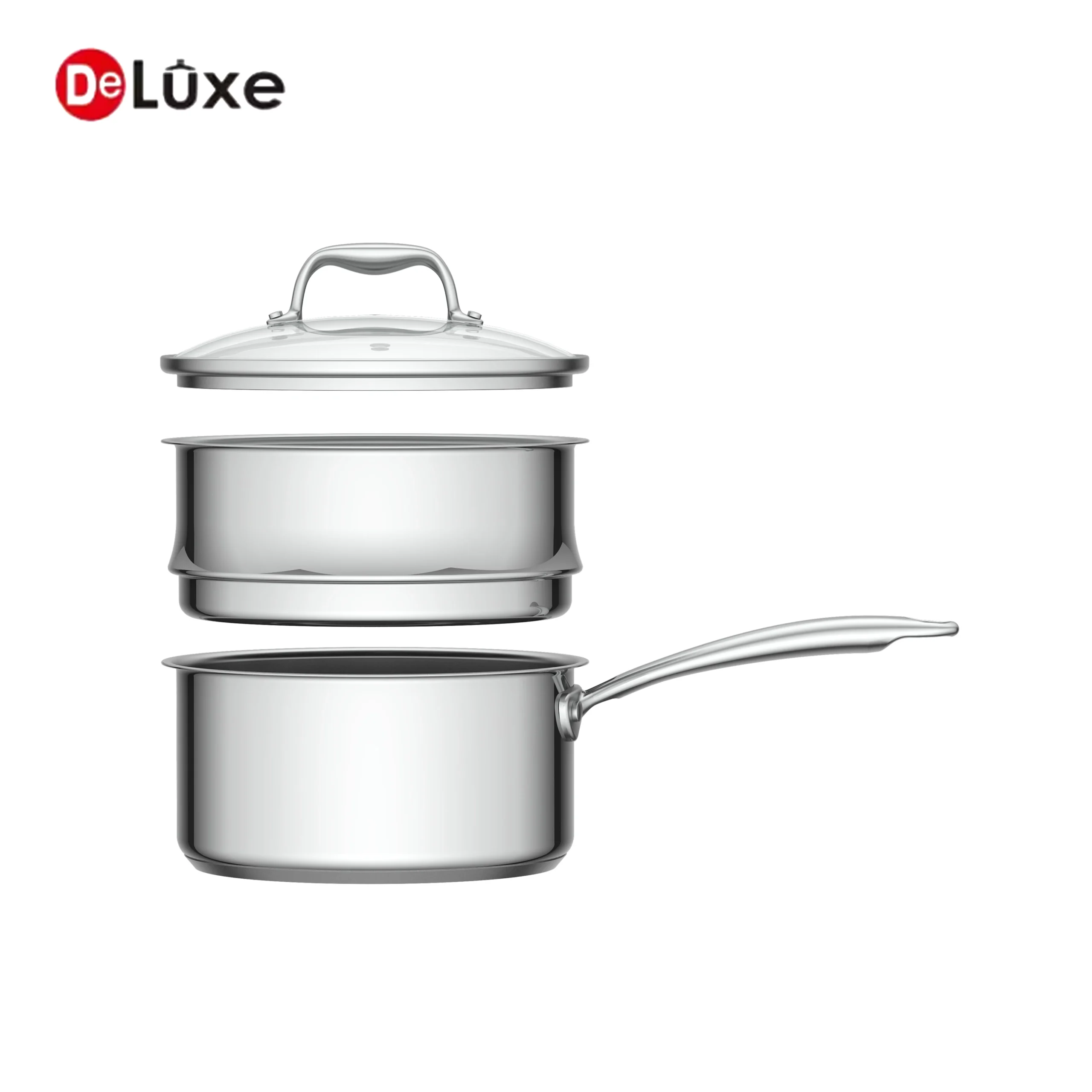 Stackable stainless steel saucepan multi-layer cooking set