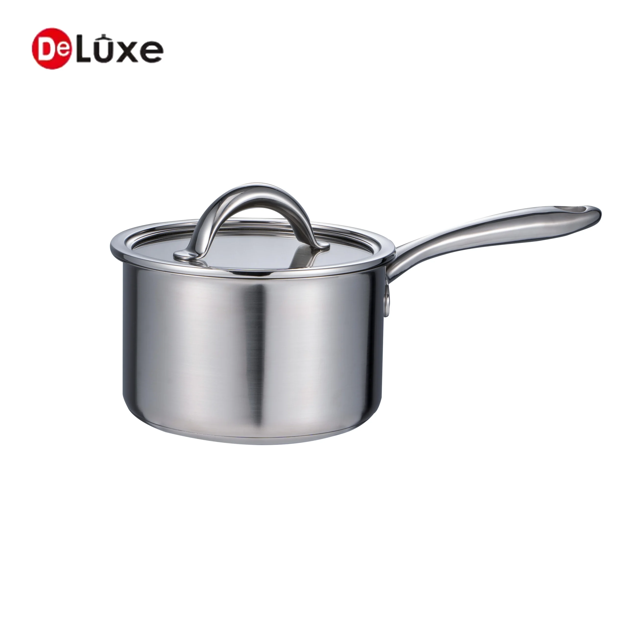Deluxe stainless steel single handle saucepan milk pot with glass lid