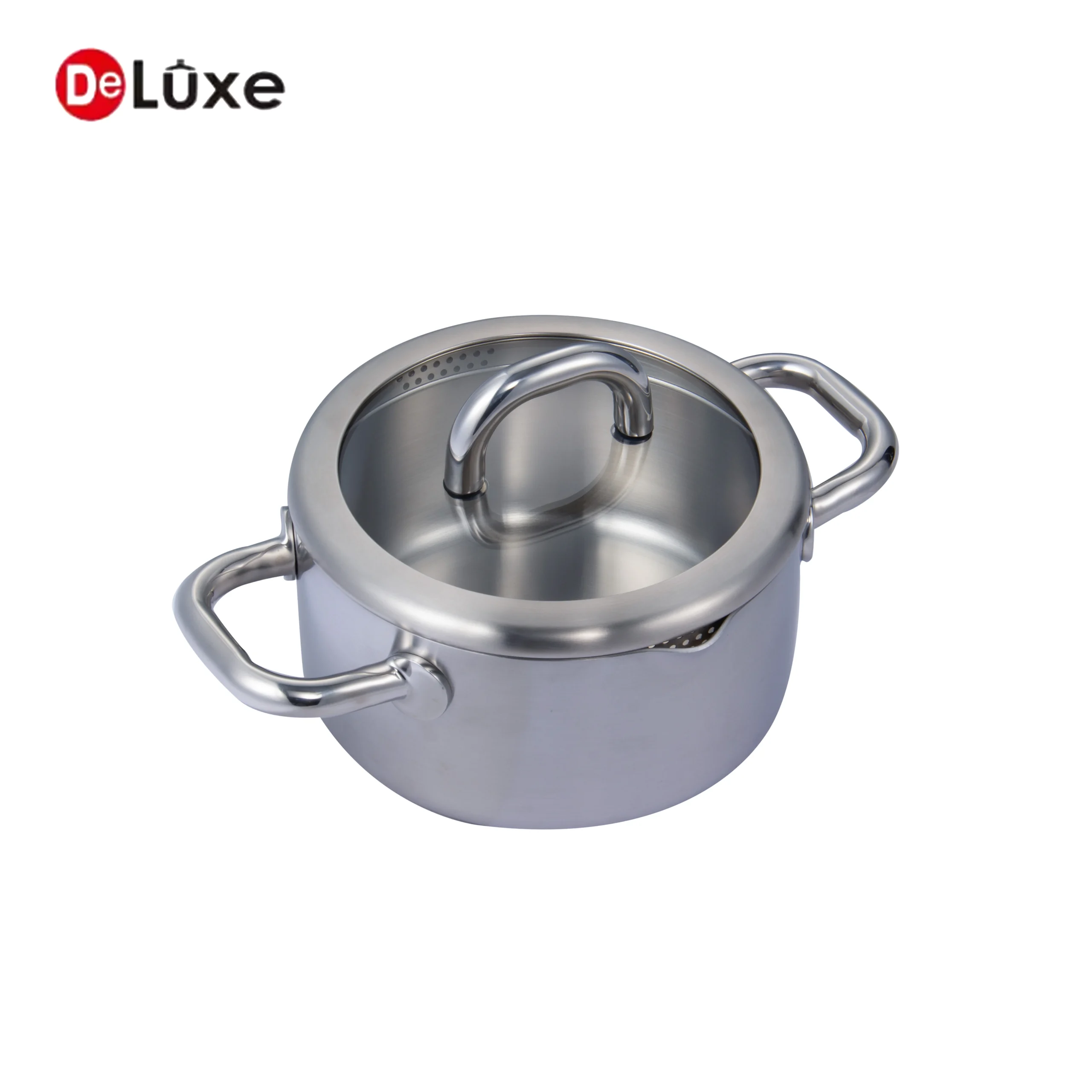 Deluxe SS304 stainless steel pot with inner steamer basket and double handles for induction cooktop