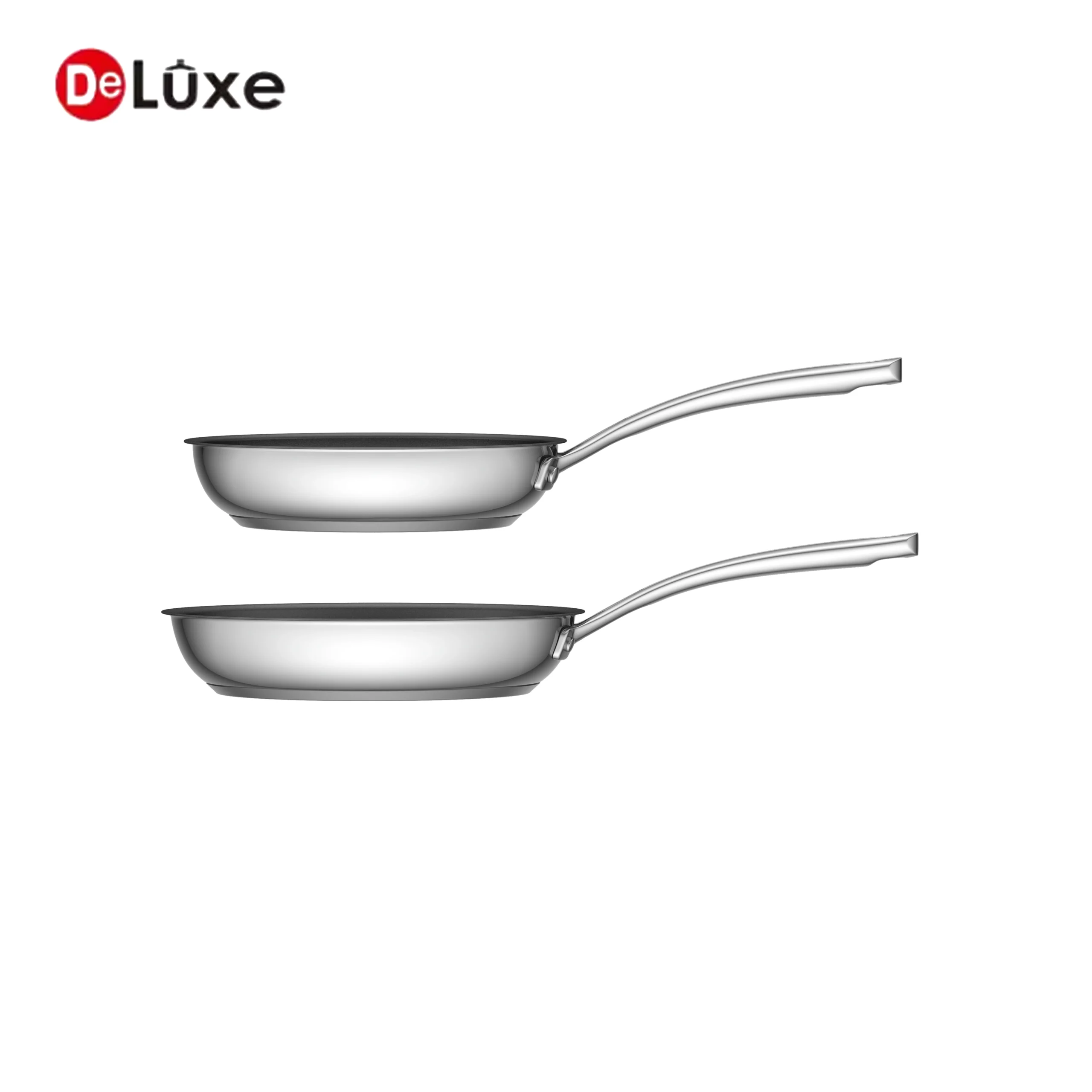 Two sizes Deluxe SS304 aluminum fry pan side display, no lid design