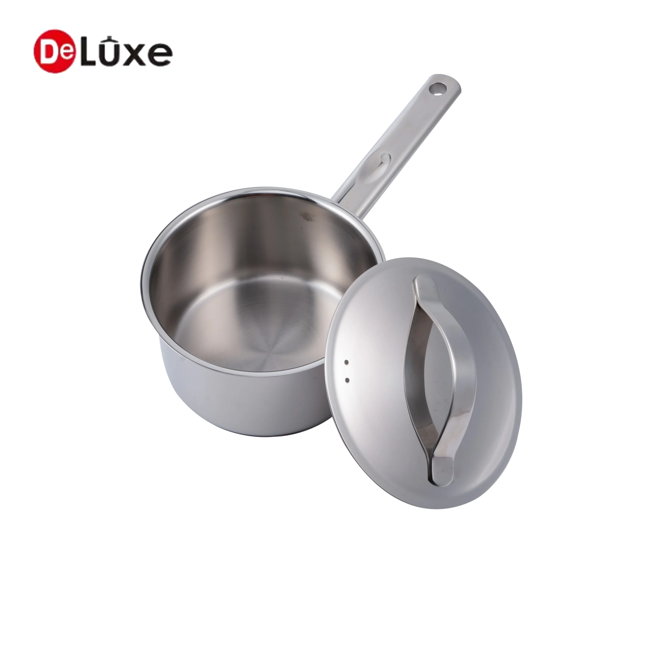 Deluxe 304 stainless steel saucepan with cast stainless steel handle, stainless steel lid, induction compatible daily cooking pot