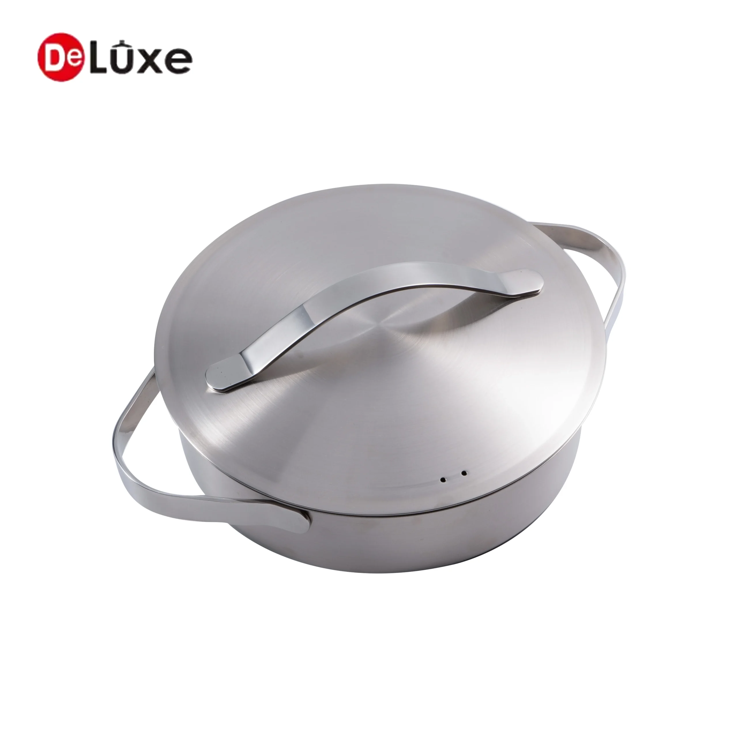 Deluxe 304 stainless steel casserole with stainless steel lid, suitable for frying and stewing,