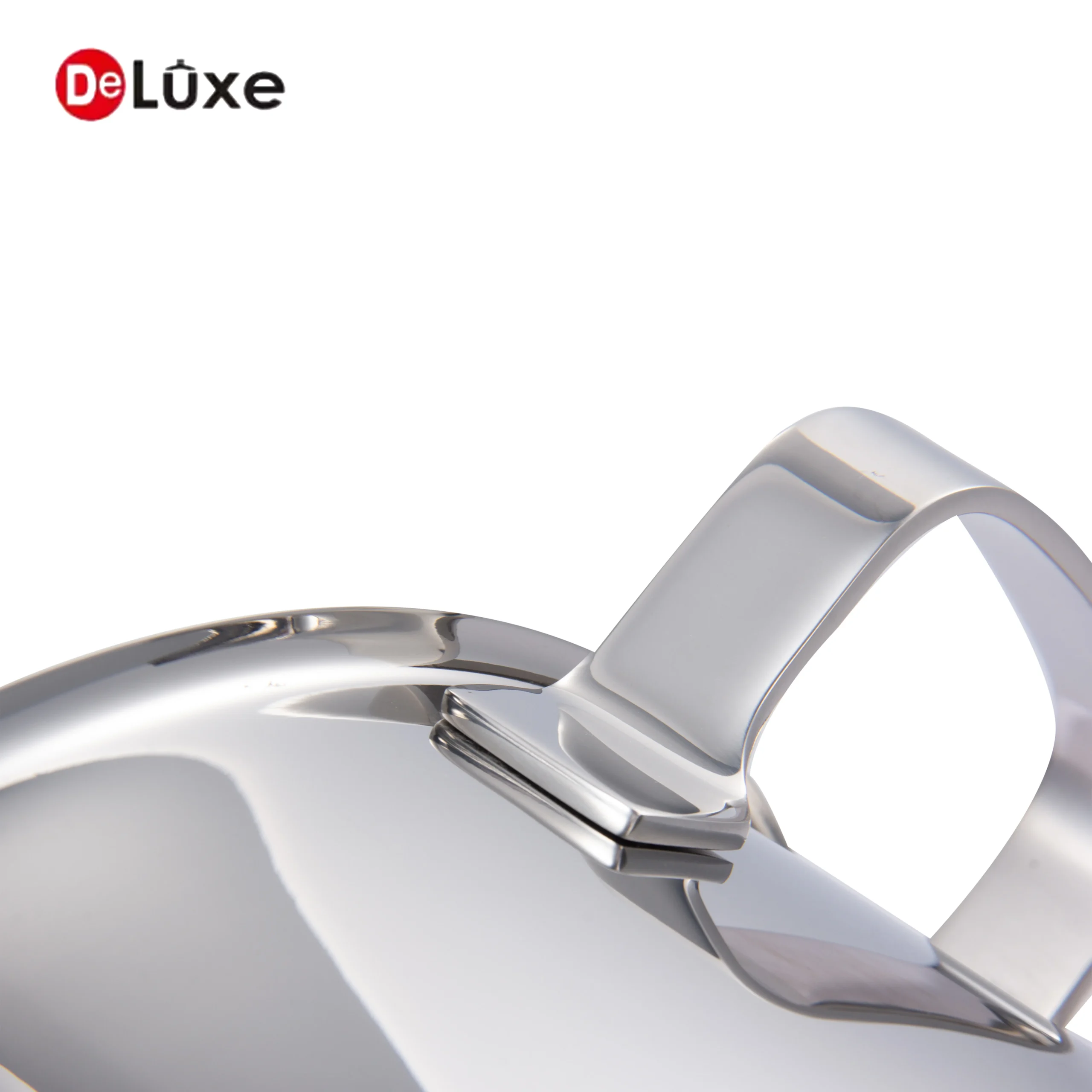 Deluxe close-up detail of durable stainless steel handle on Tyson cookware