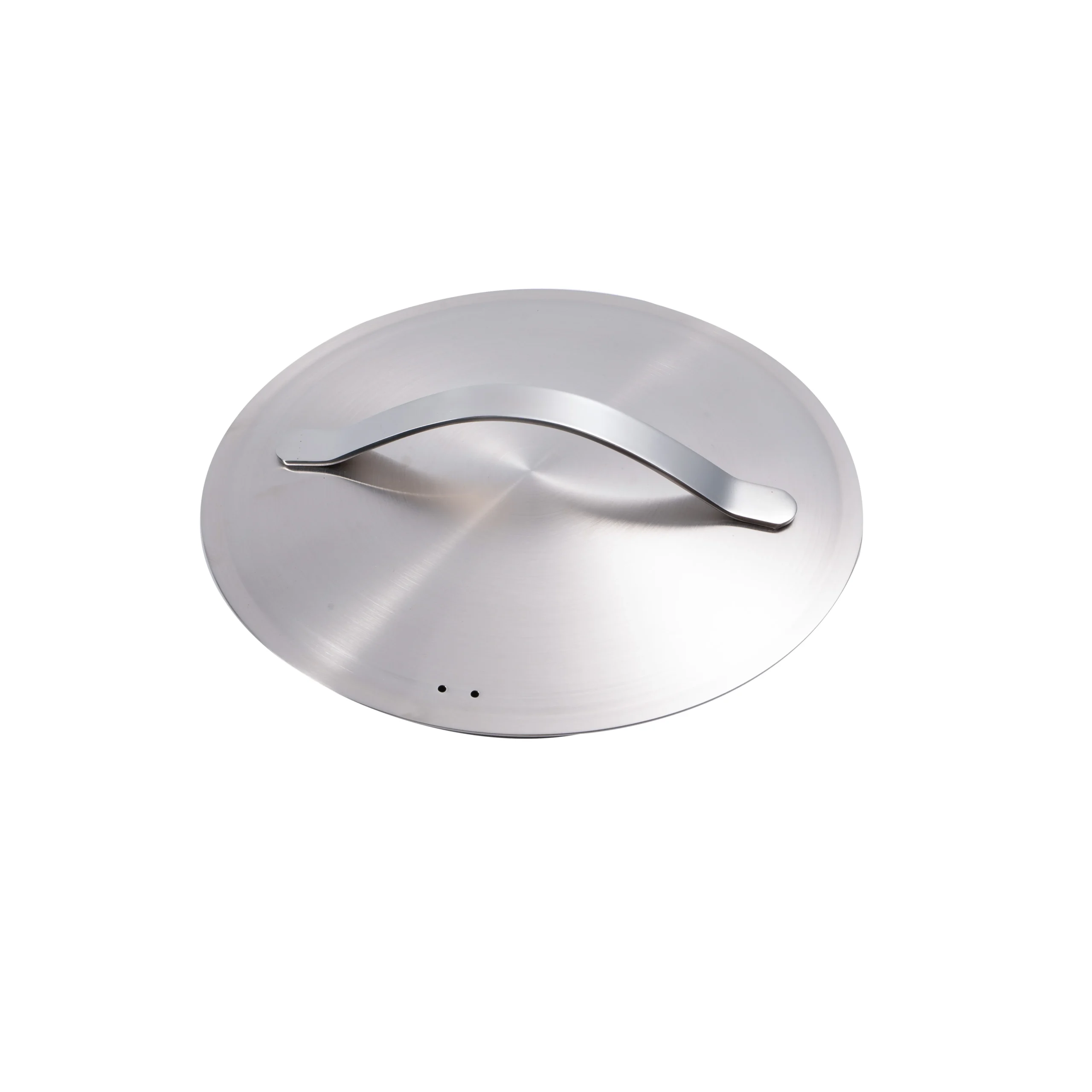Deluxe 304 stainless steel pot lid equipped with two steam vent holes for pressure release, matched for minimalist straight body 304 stainless steel cookware set