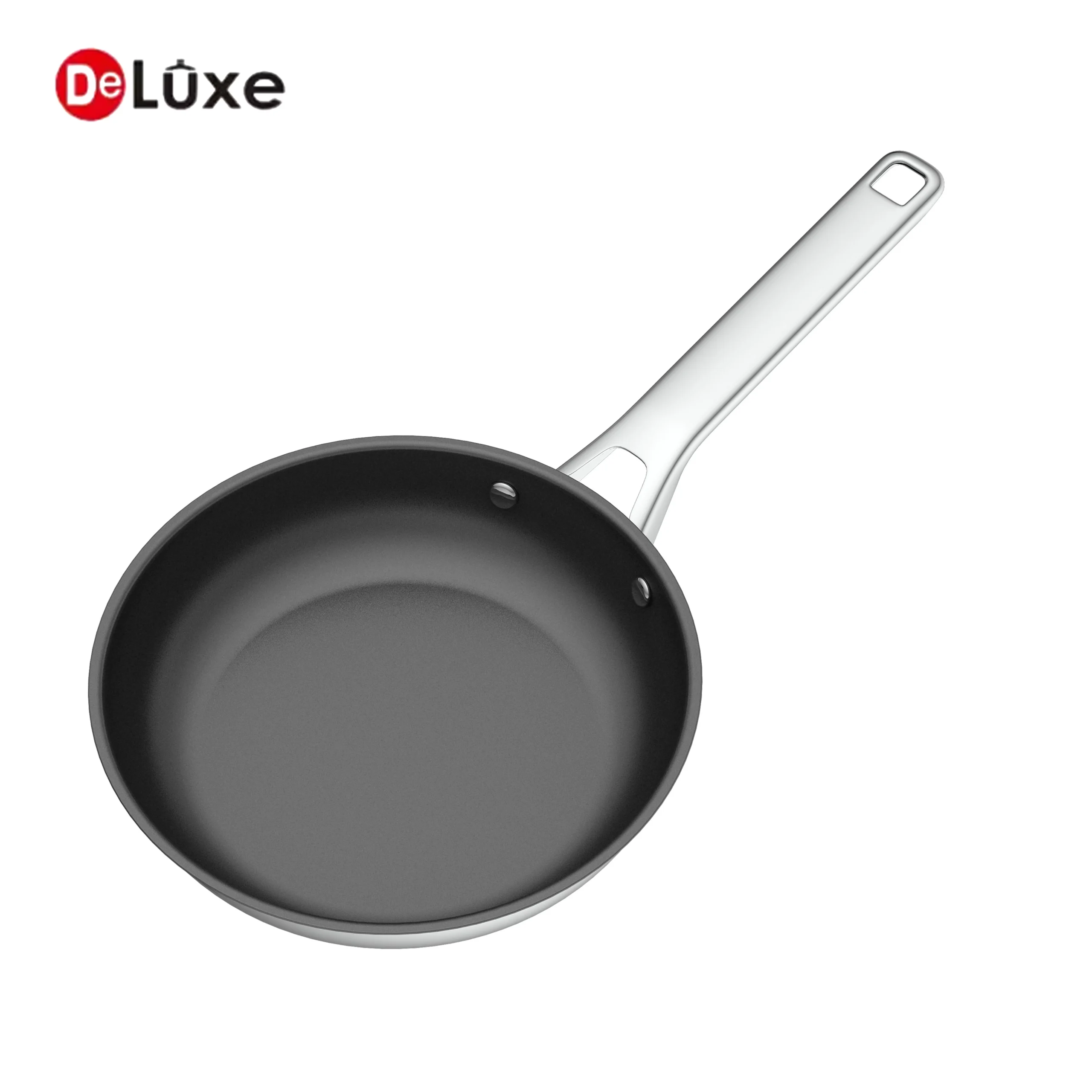 Overhead view of Deluxe 304 stainless steel ceramic non-stick fry pan