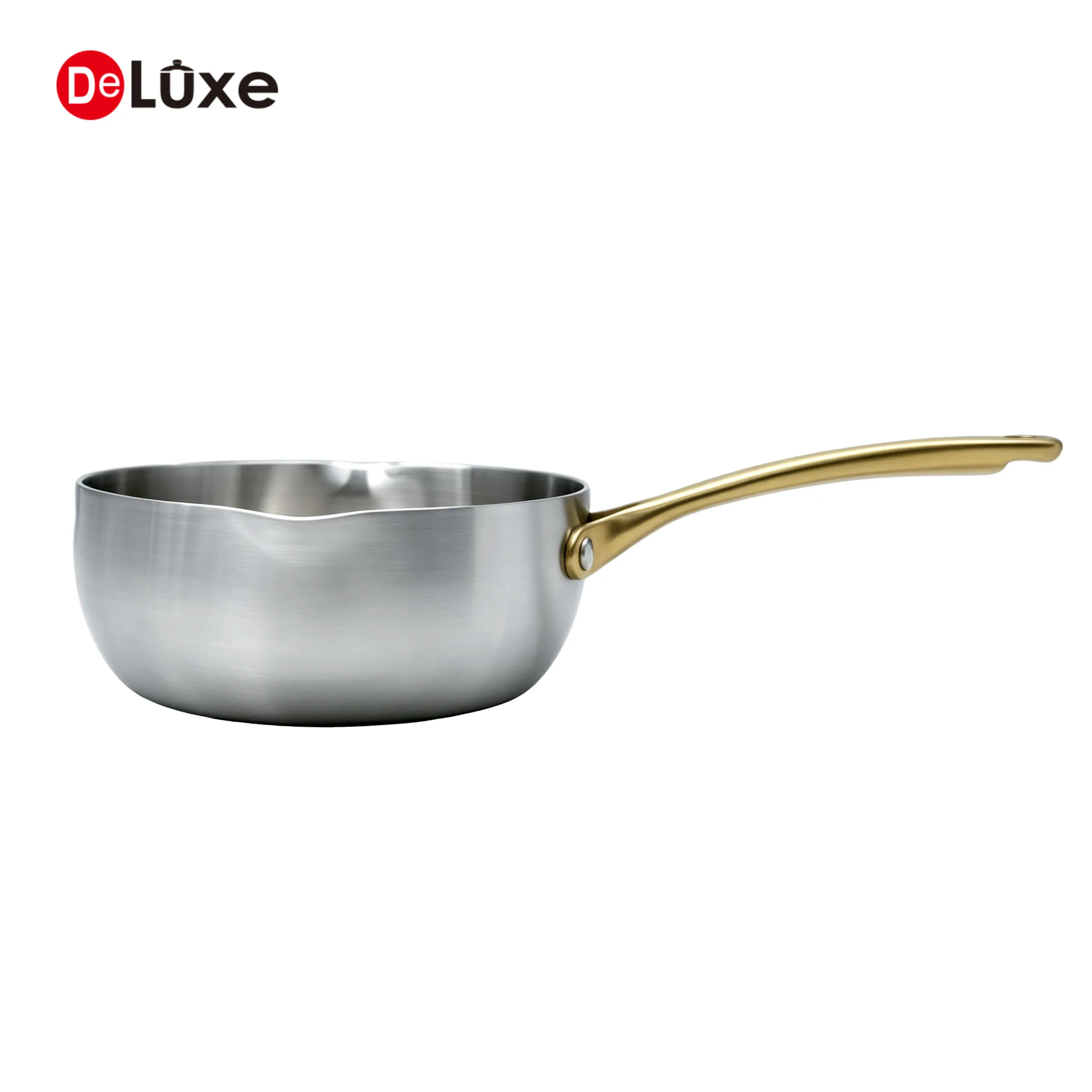 Deluxe 3-ply stainless steel saucepan with PVD handle, no lid