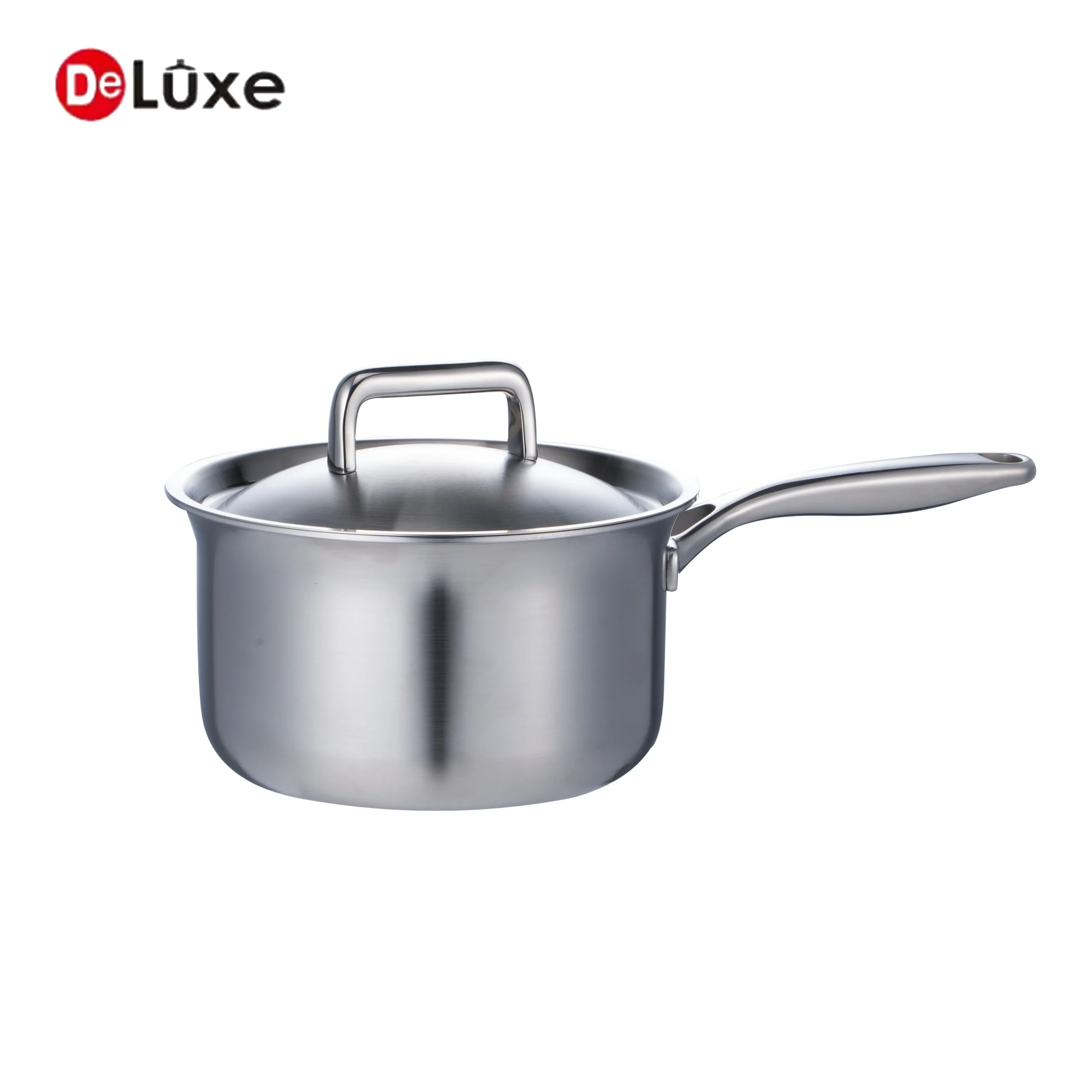 Deluxe stainless steel saucepan side view