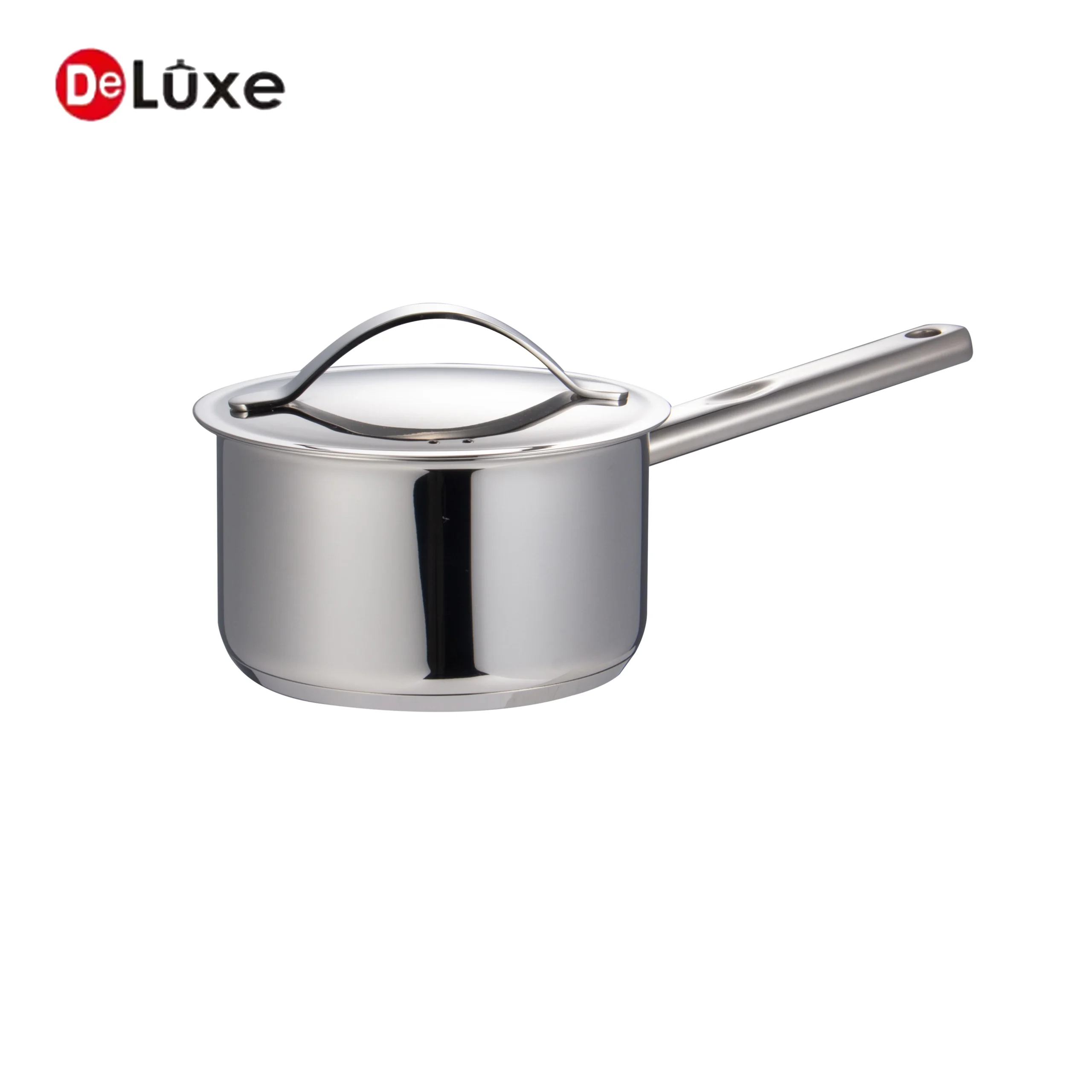 Deluxe 304 stainless steel saucepan with cast stainless steel handle, induction compatible
