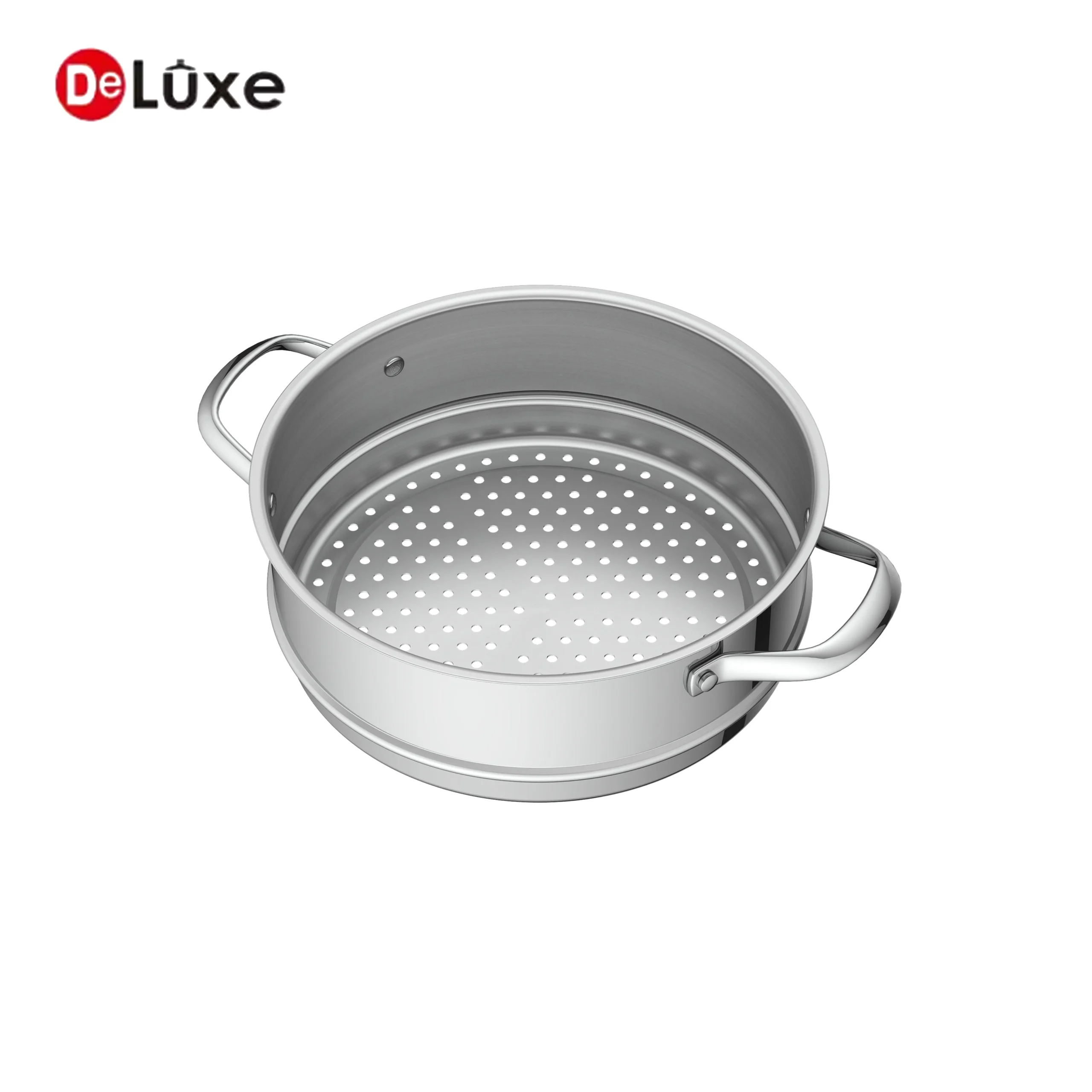 Deluxe stainless steel steamer basket with perforated base and double side handles