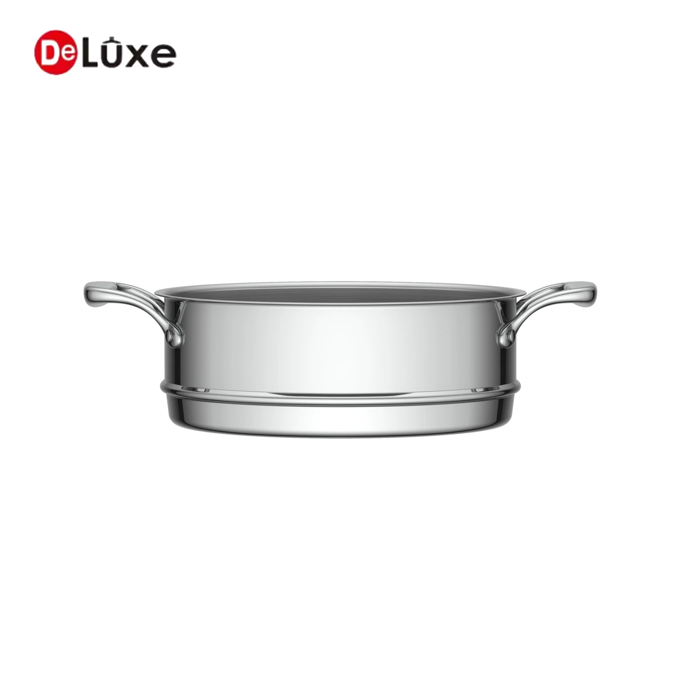 Deluxe stainless steel steamer basket with double handles, suitable for cookware set and home kitchen steaming