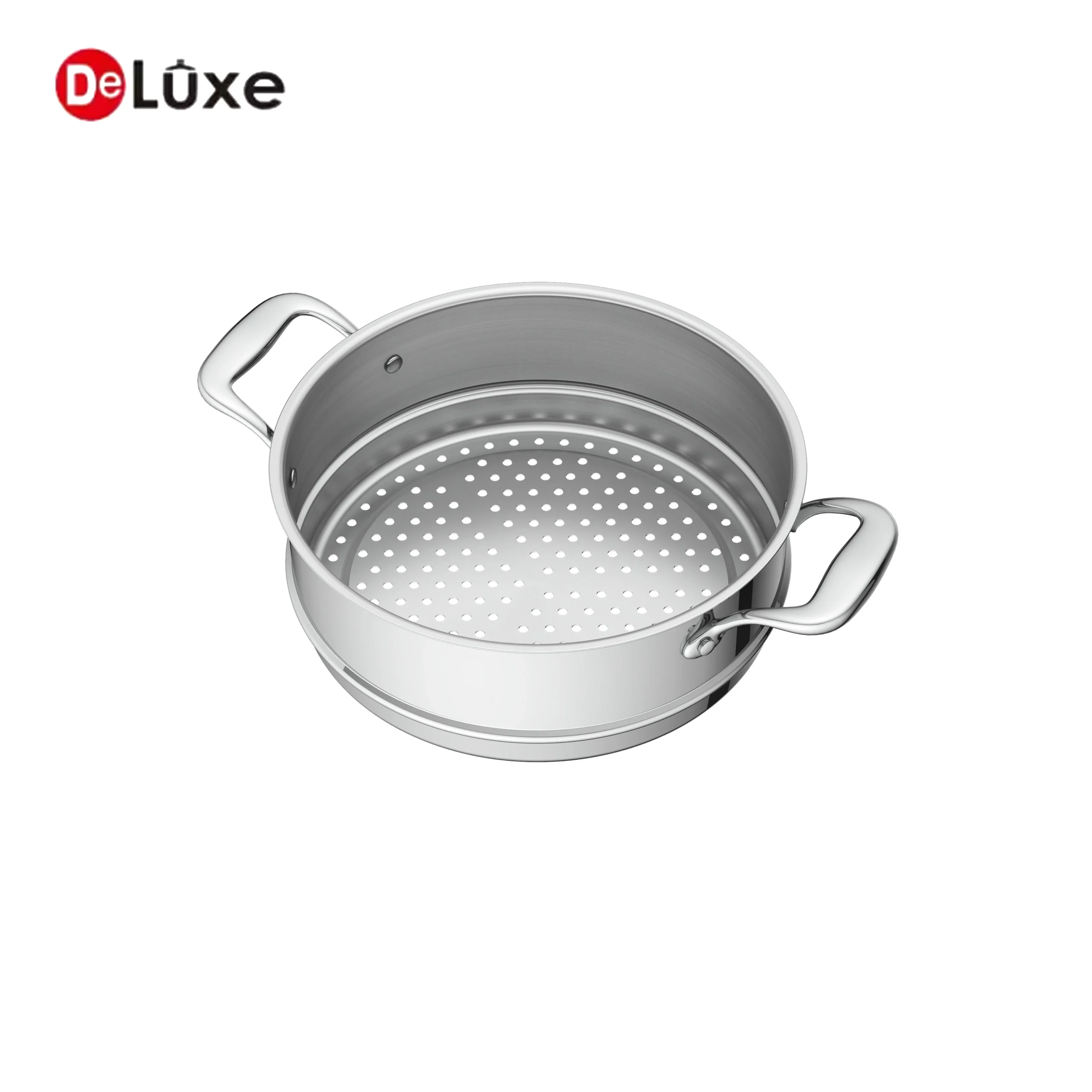 Perforated steamer basket accessory for deluxe stainless steel steamer pot