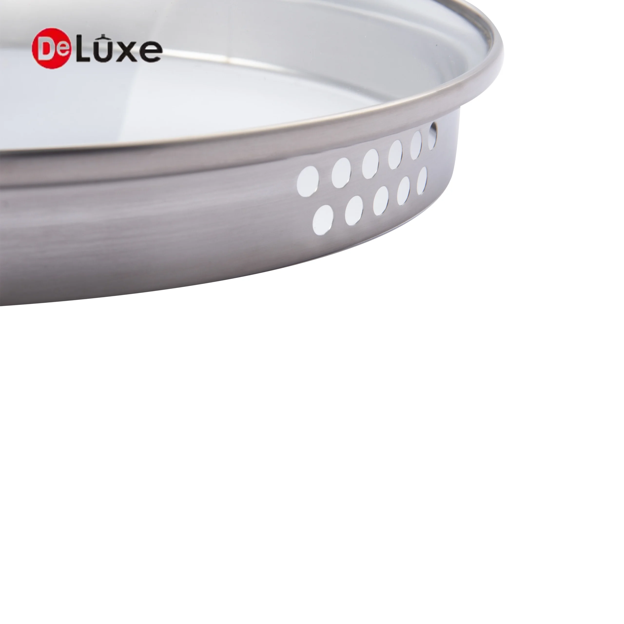 Detail view of sealed side edge on tempered glass lid for Deluxe stainless steel stock pot