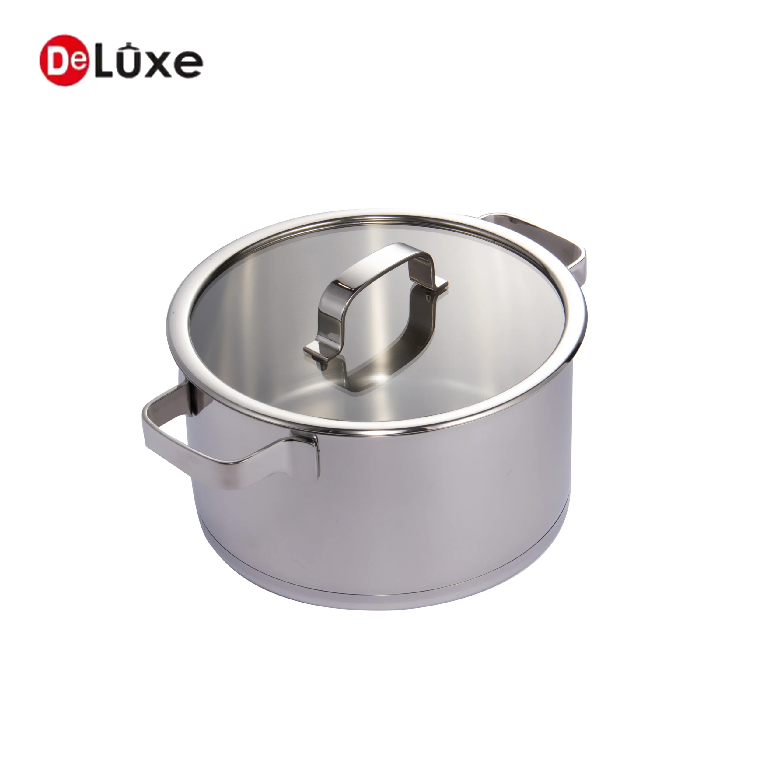 Deluxe Tyson stainless steel casserole pot with glass lid and double side handles