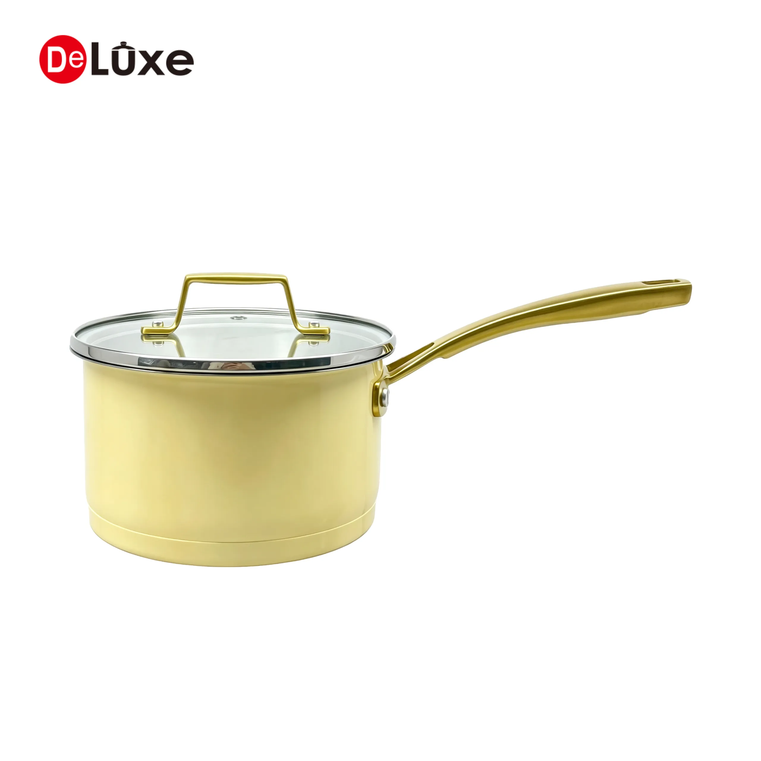 Deluxe 8-piece yellow ceramic stainless steel saucepan wholesale.