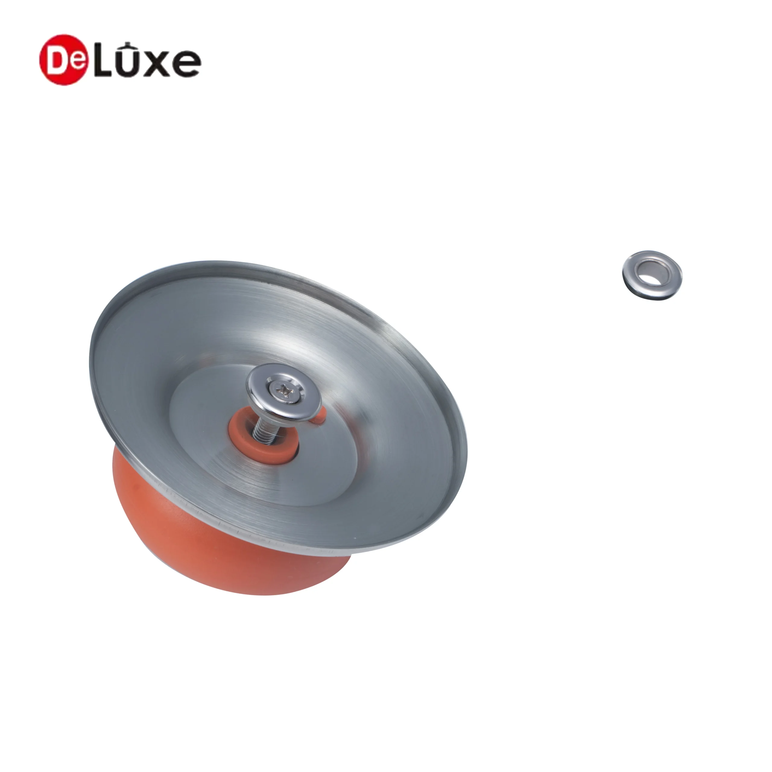 Detached tempered glass lid with orange silicone knob for composite stainless steel wok