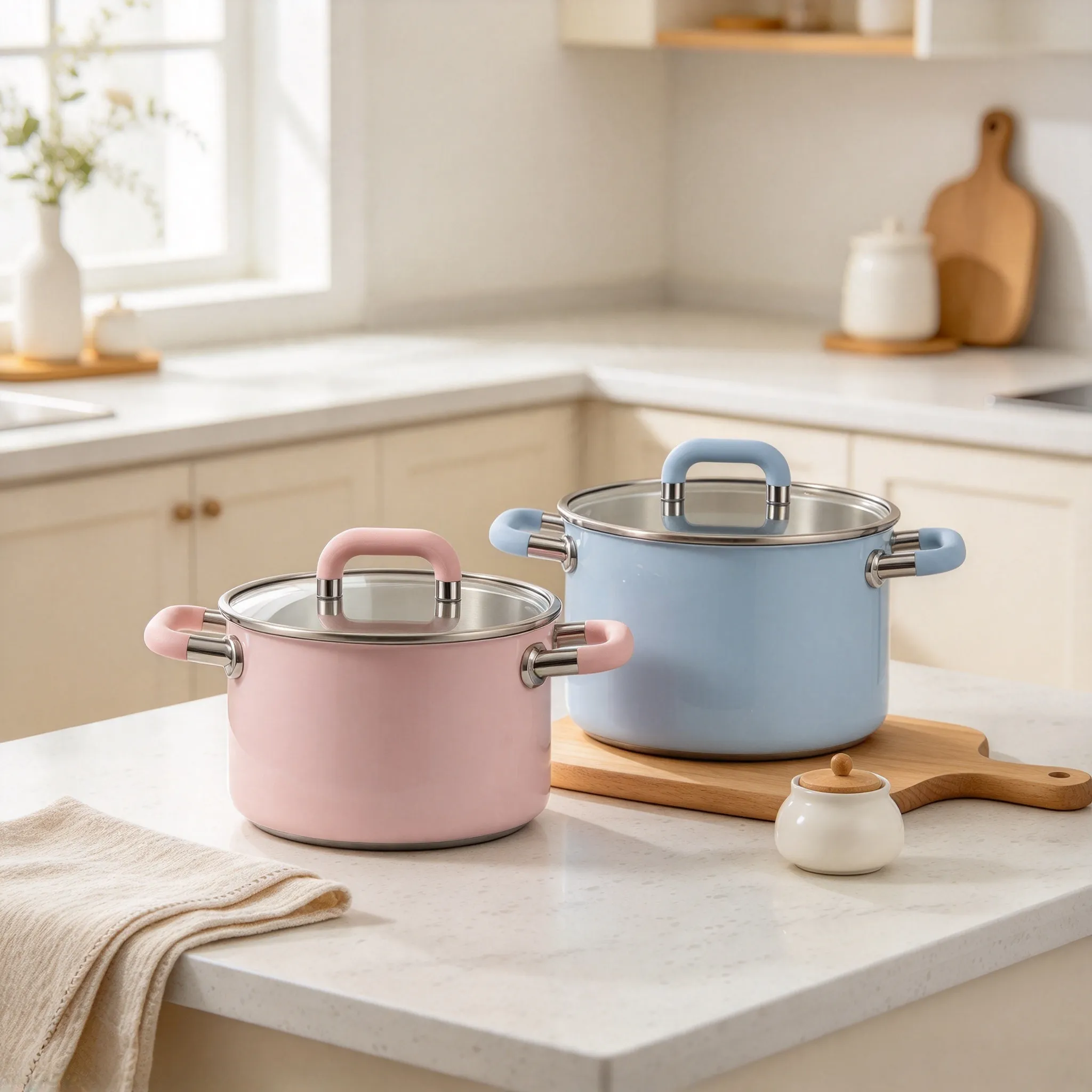 Color enamel casserole pot set, colorful stainless steel cookware for bulk wholesale
