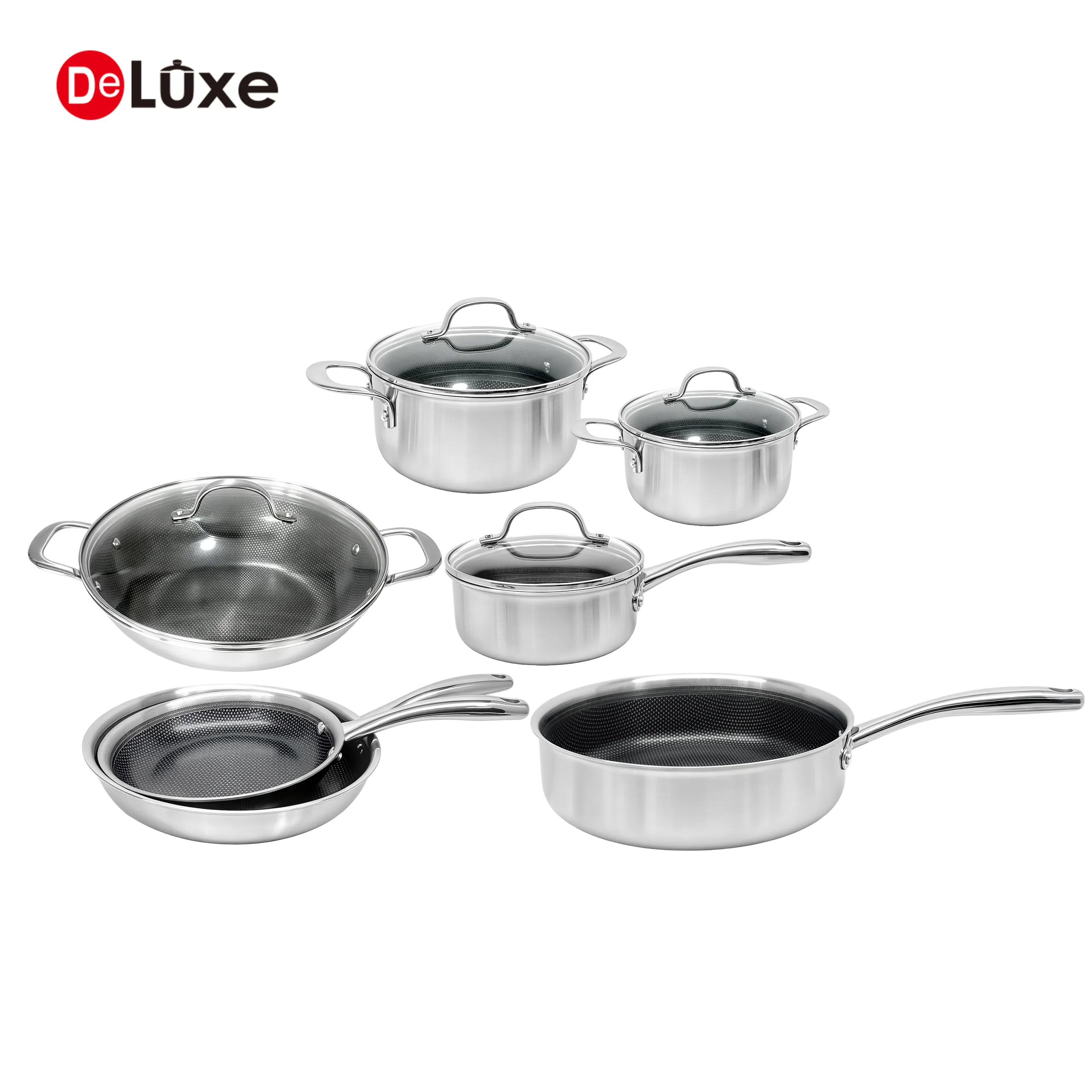 deluxe-11-piece-3-ply-honeycomb-nonstick-stainless-steel-cookware-set