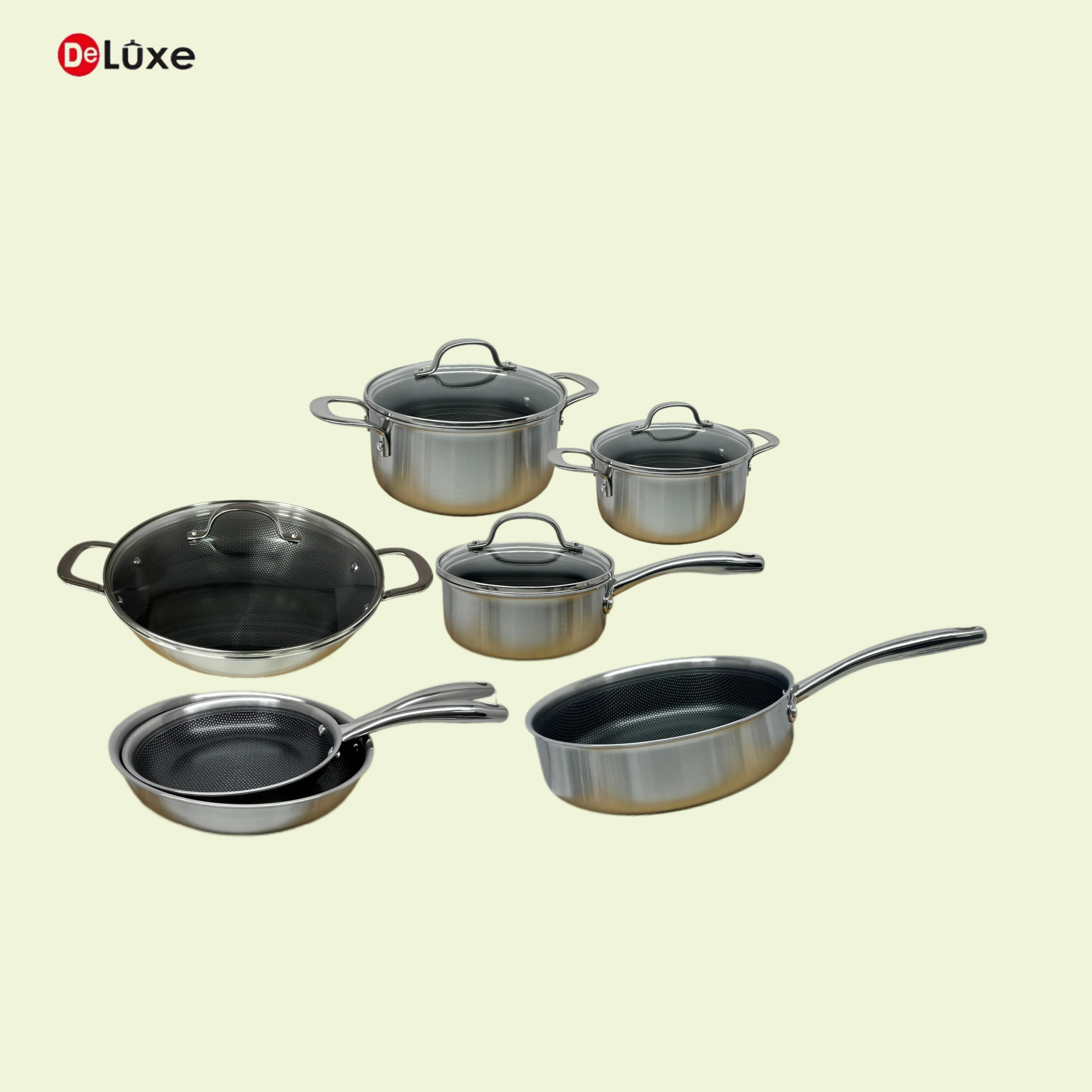 Deluxe 7-Piece Premium 3-Ply Stainless Steel Honeycomb Nonstick Cookware Set