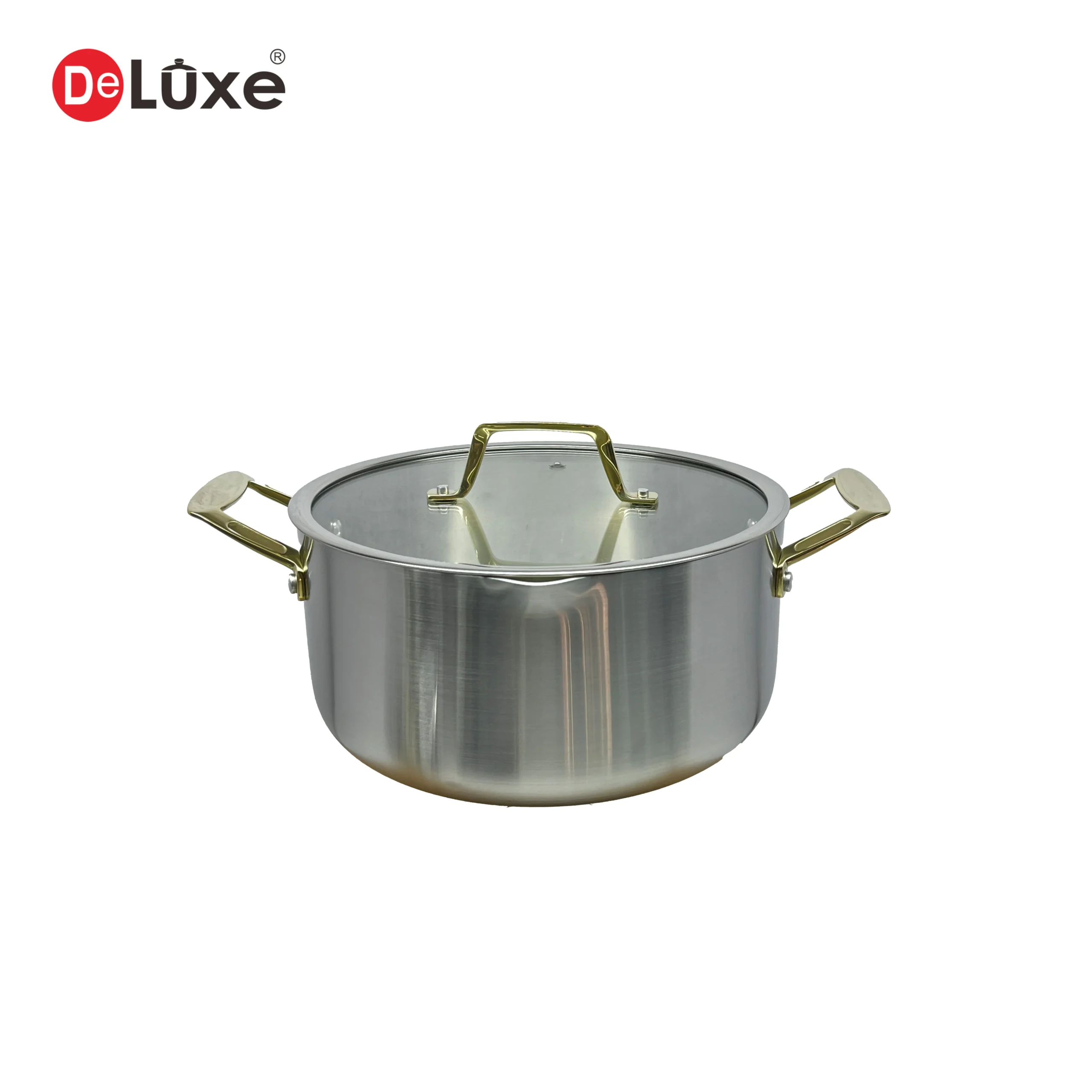 Deluxe Large 3-Layer Composite Stainless Steel Stock Pot with Glass Lid