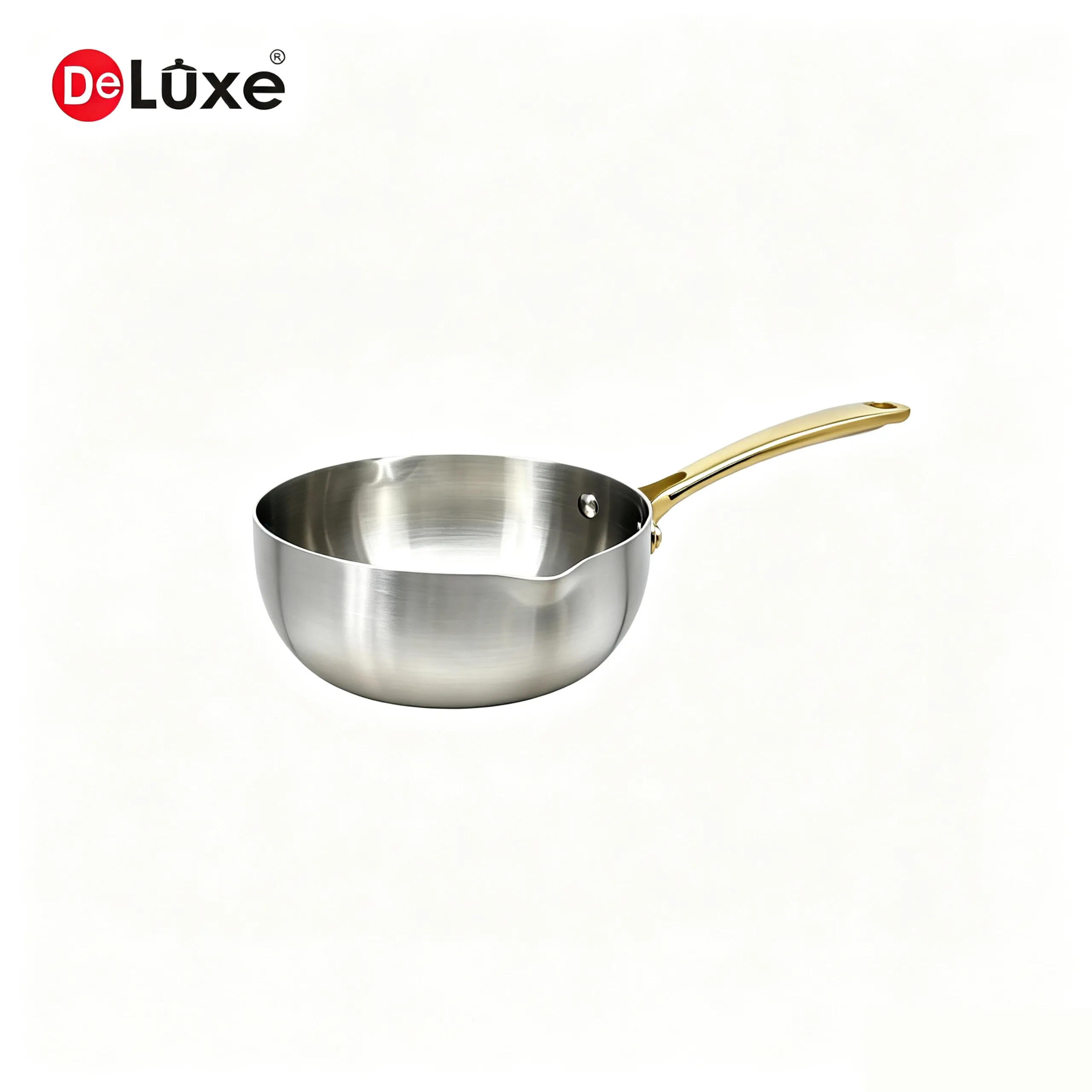 Deluxe 3-ply stainless steel saucepan with PVD coated handle, no lid