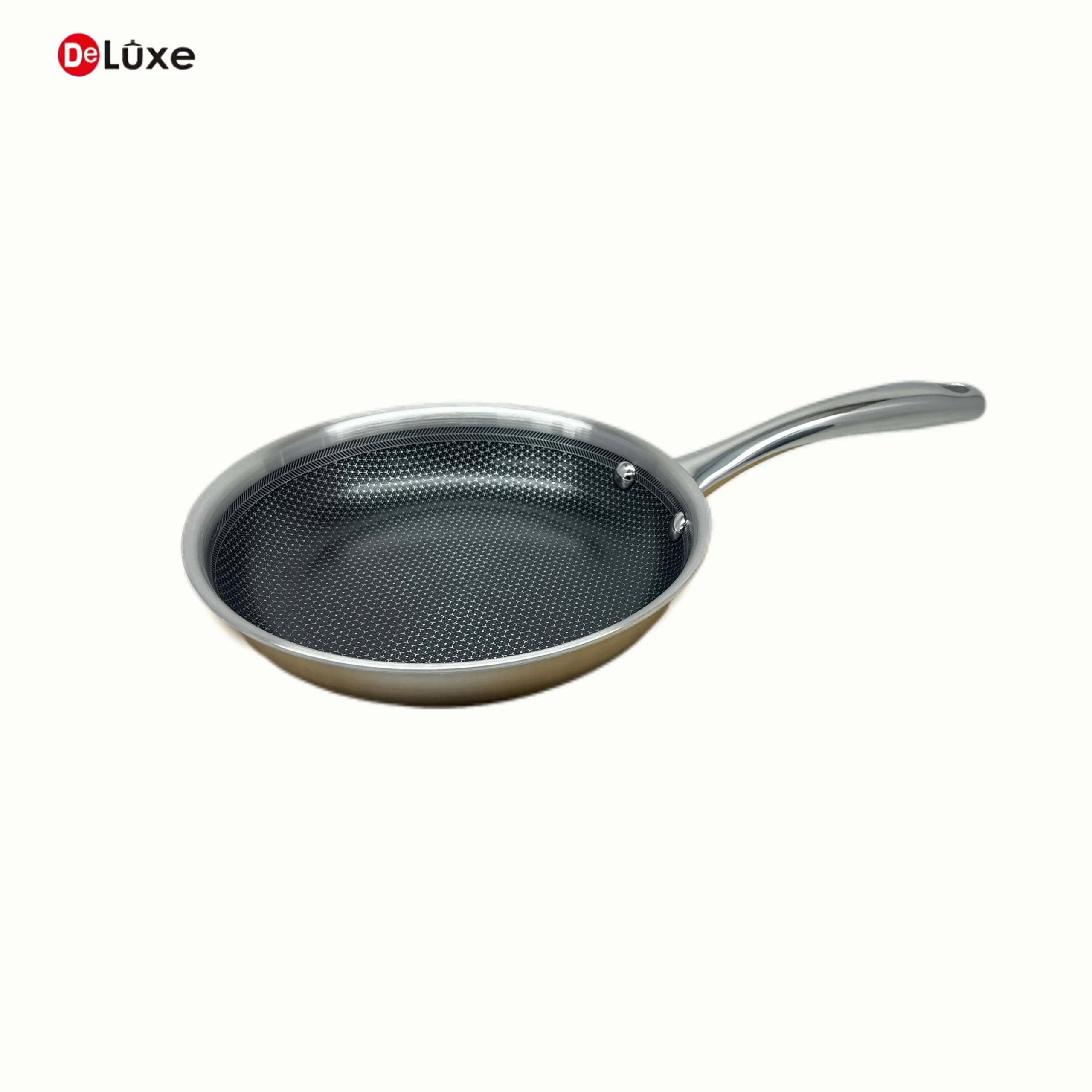 Deluxe 3-Ply 24cm Stainless Steel Frying Pan, Honeycomb Nonstick Interior