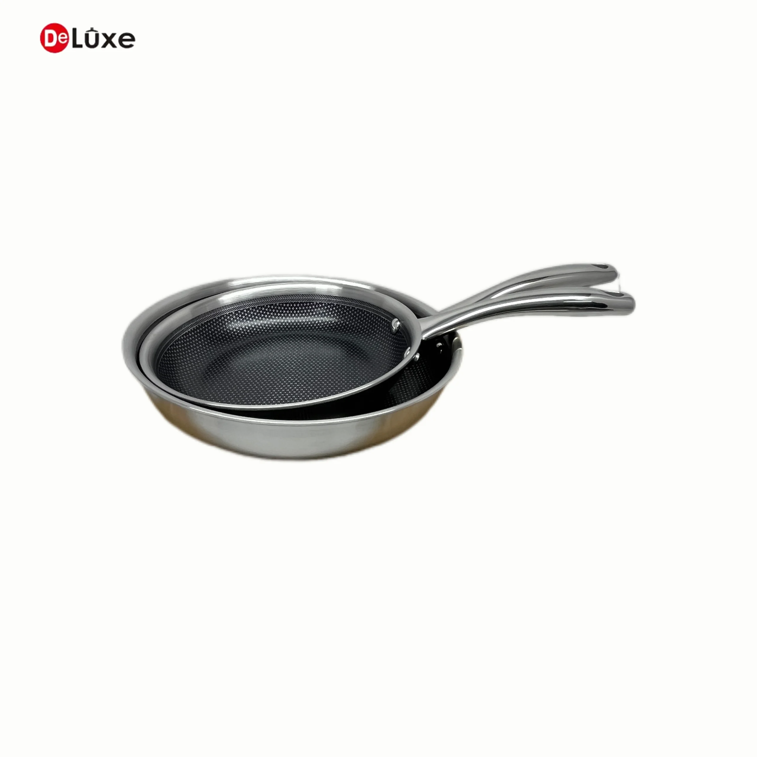 Deluxe 3-ply stainless steel frying pan with honeycomb ceramic nonstick coating