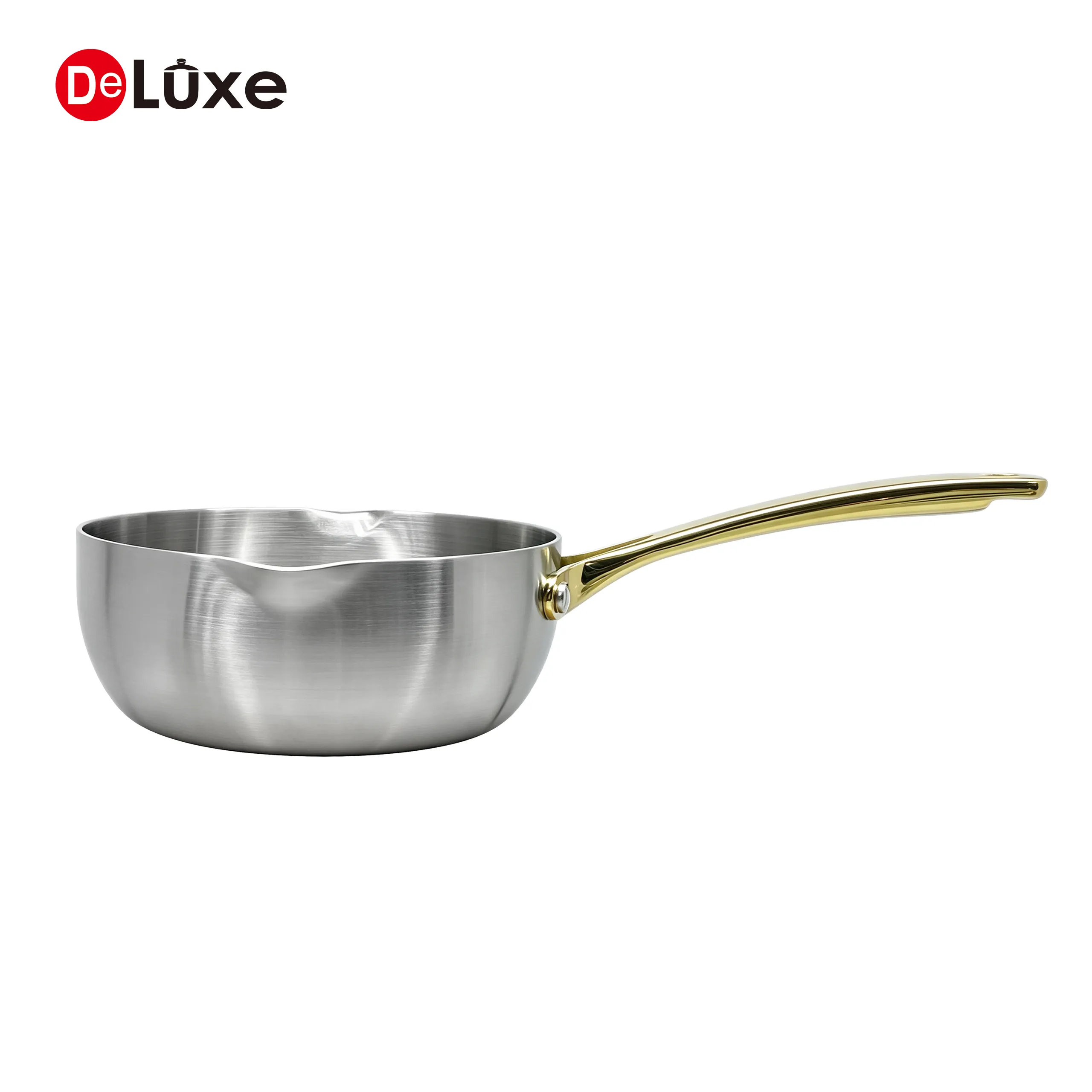 Deluxe 3-ply stainless steel saucepan with PVD coated handle