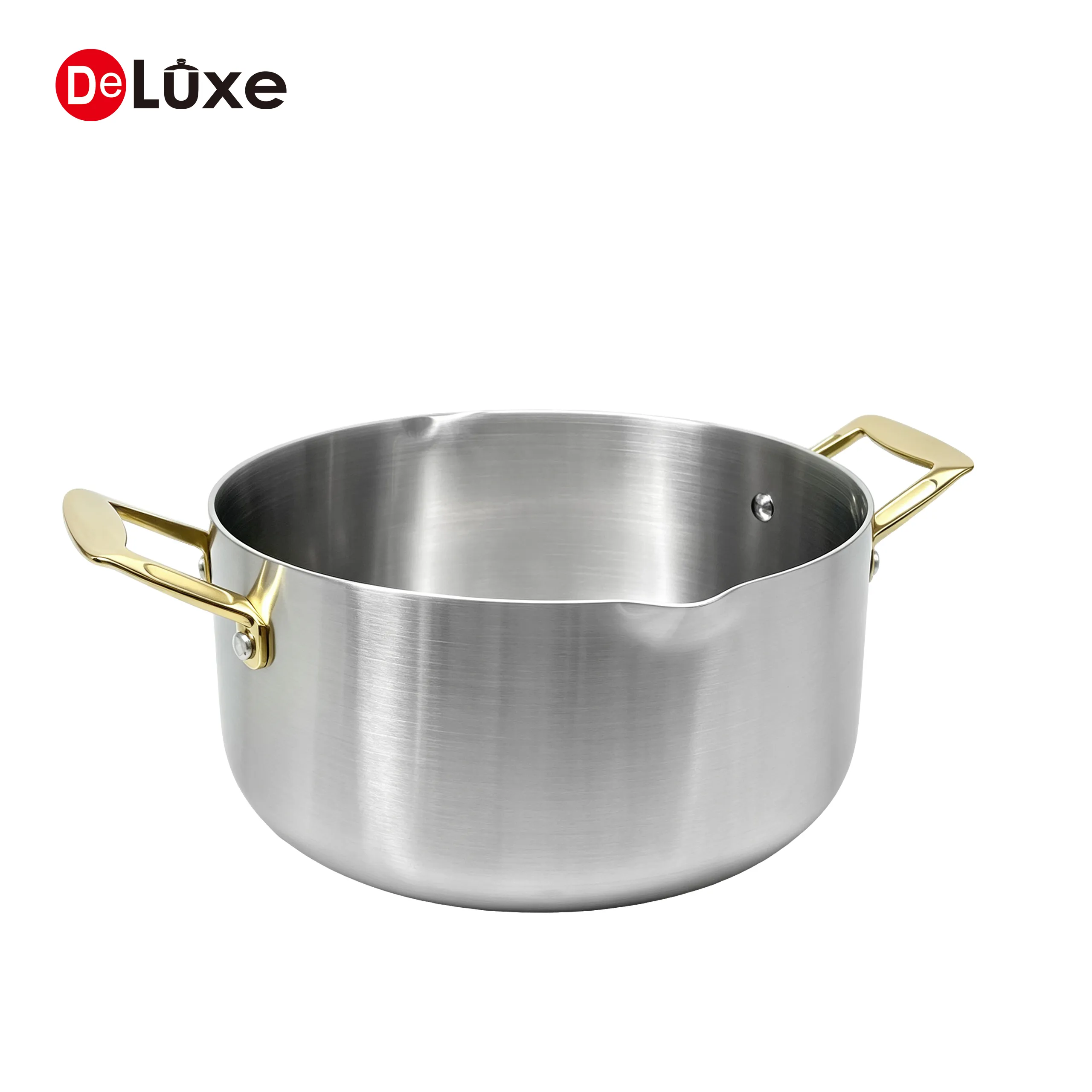 3-ply stainless steel stock pot without lid, PVD coated handles