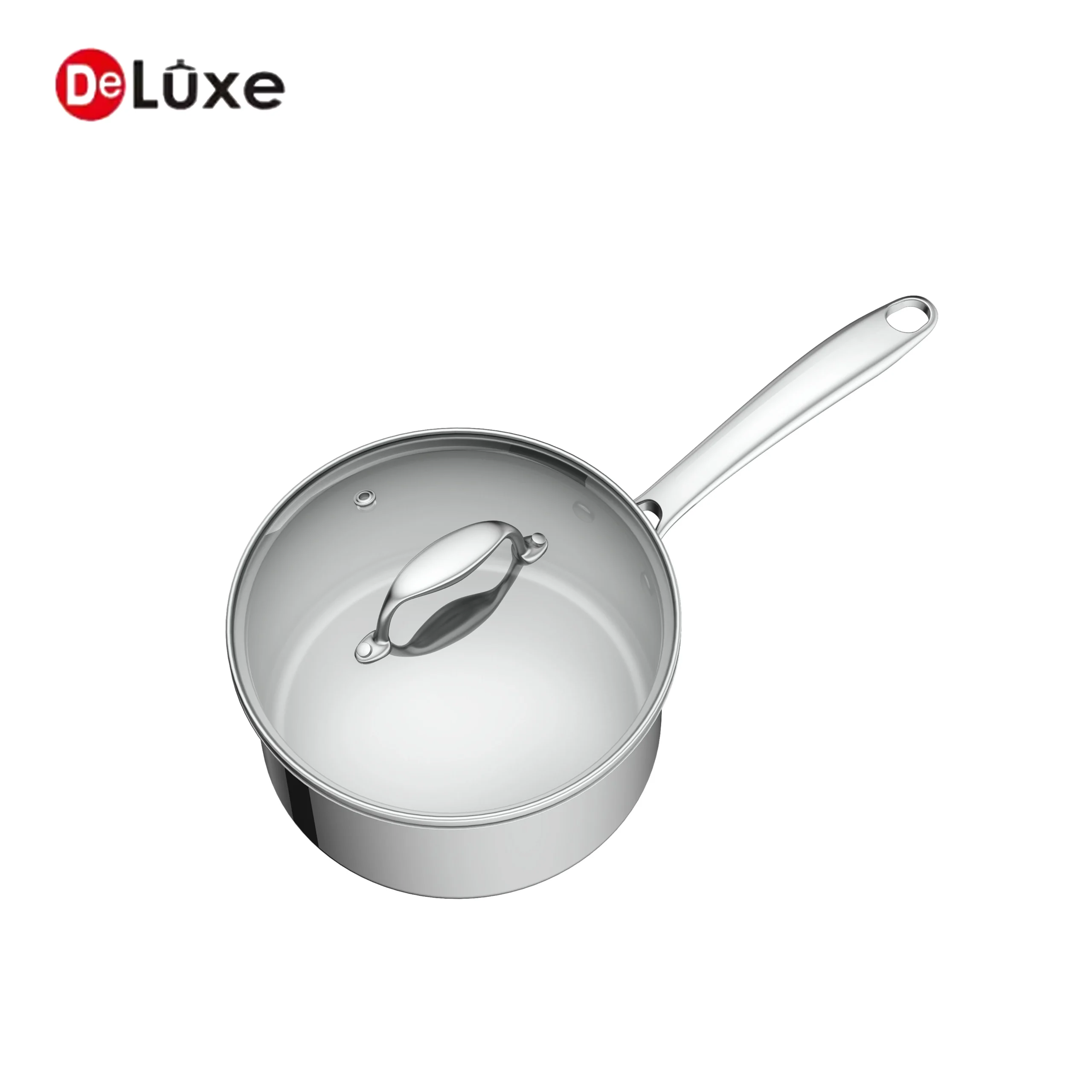 Deluxe 304 stainless steel saucepan with glass lid, OEM/ODM custom solutions available