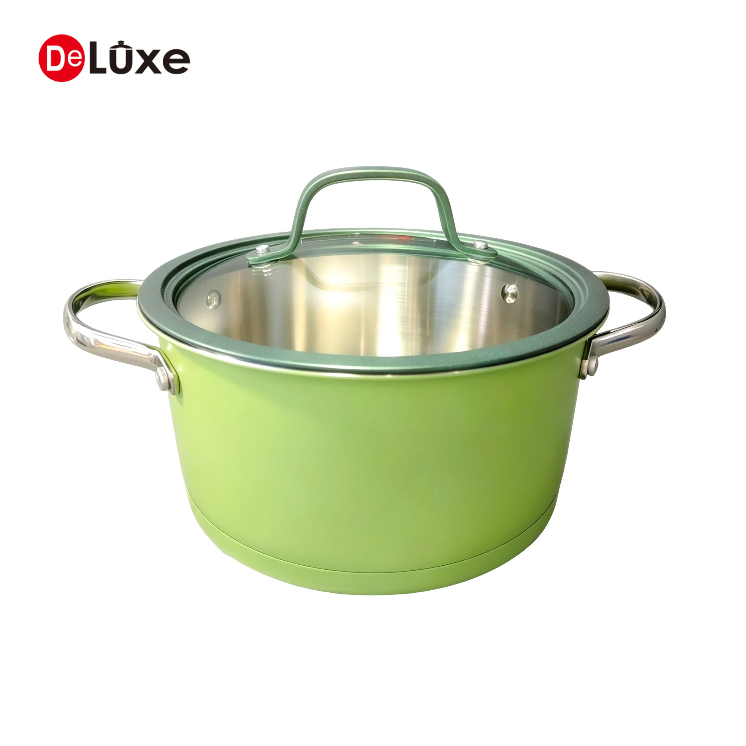 Deluxe green ceramic stainless steel stock pot
