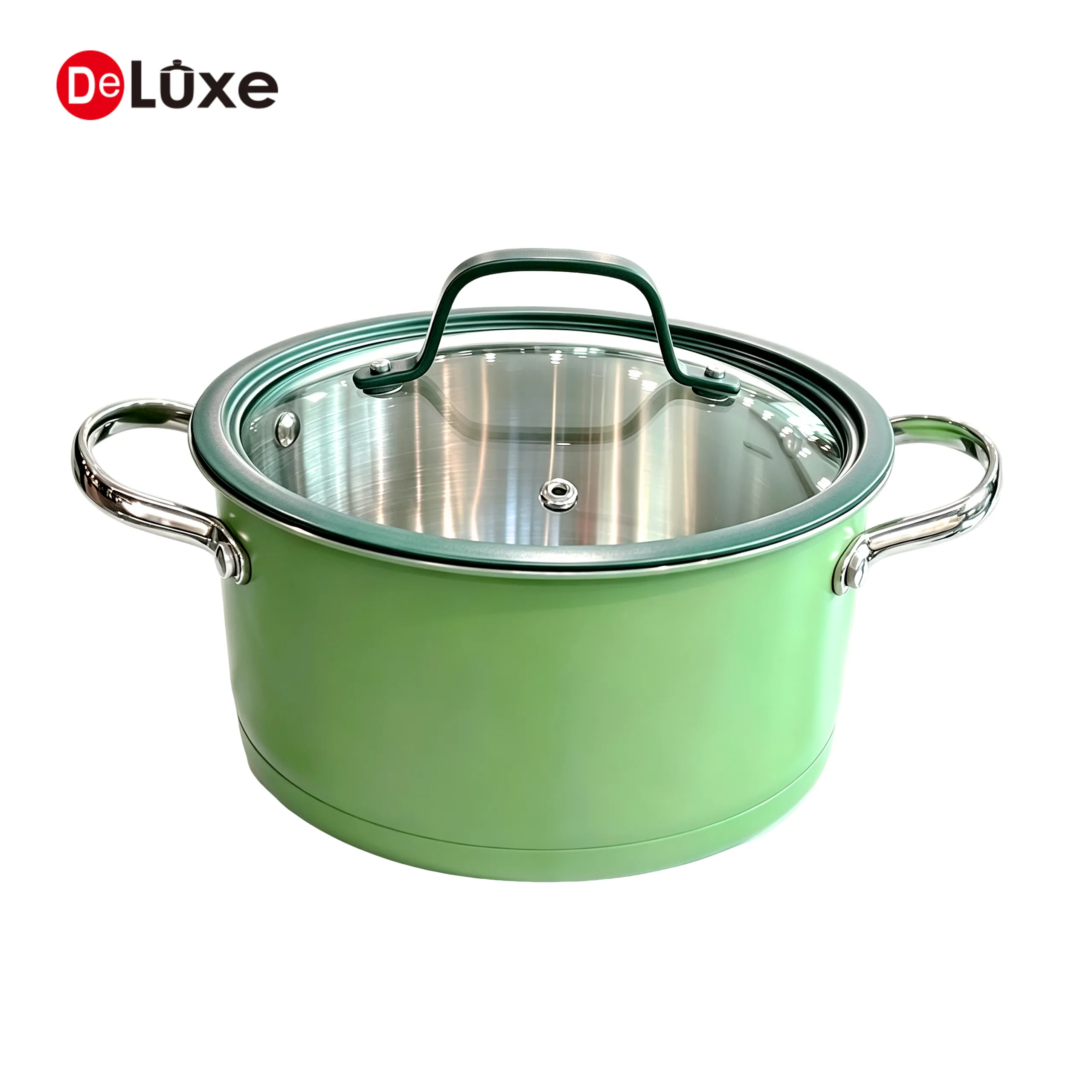 Deluxe wholesale stainless steel stock pot, green ceramic coated