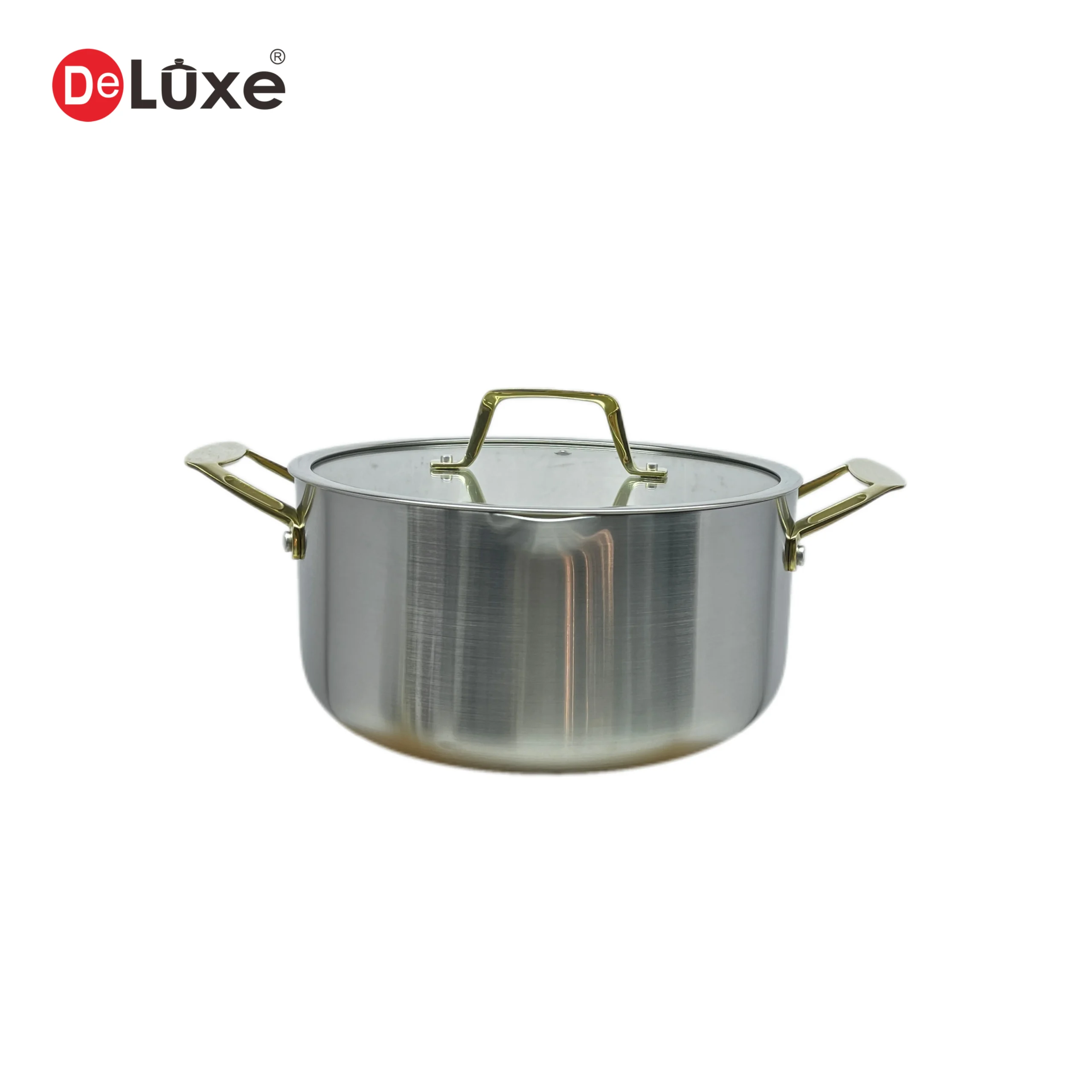 Deluxe Large 3-Layer Composite Stainless Steel Stock Pot with Glass Lid